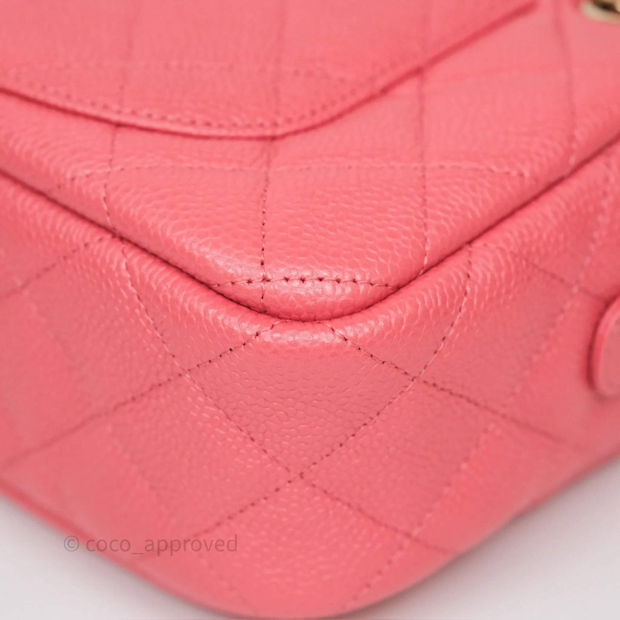 Chanel Camera Case Quilted Pink Shiny Caviar Gold Hardware