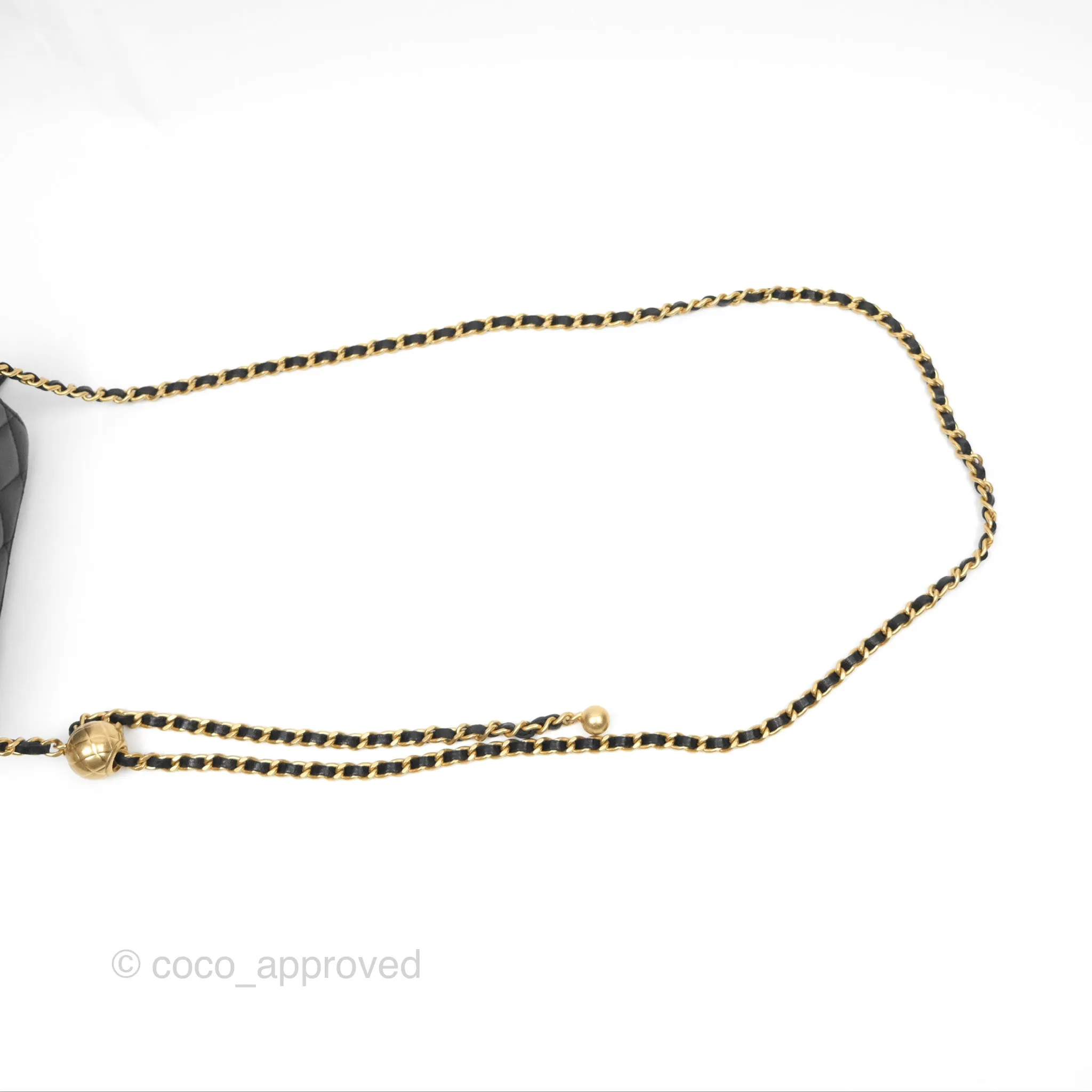 Chanel Pearl Crush Quilted Camera Bag Black Lambskin Aged Gold Hardware