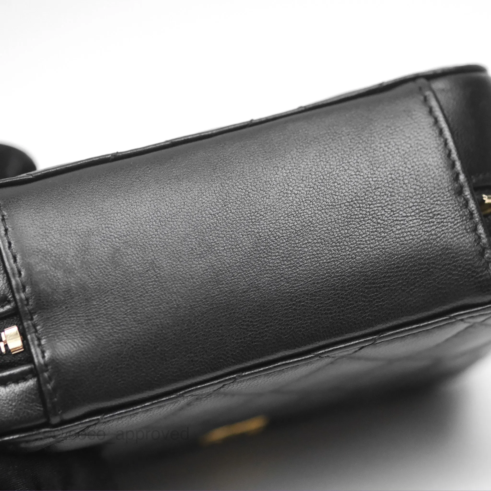 Chanel Pearl Crush Quilted Camera Bag Black Lambskin Aged Gold Hardware