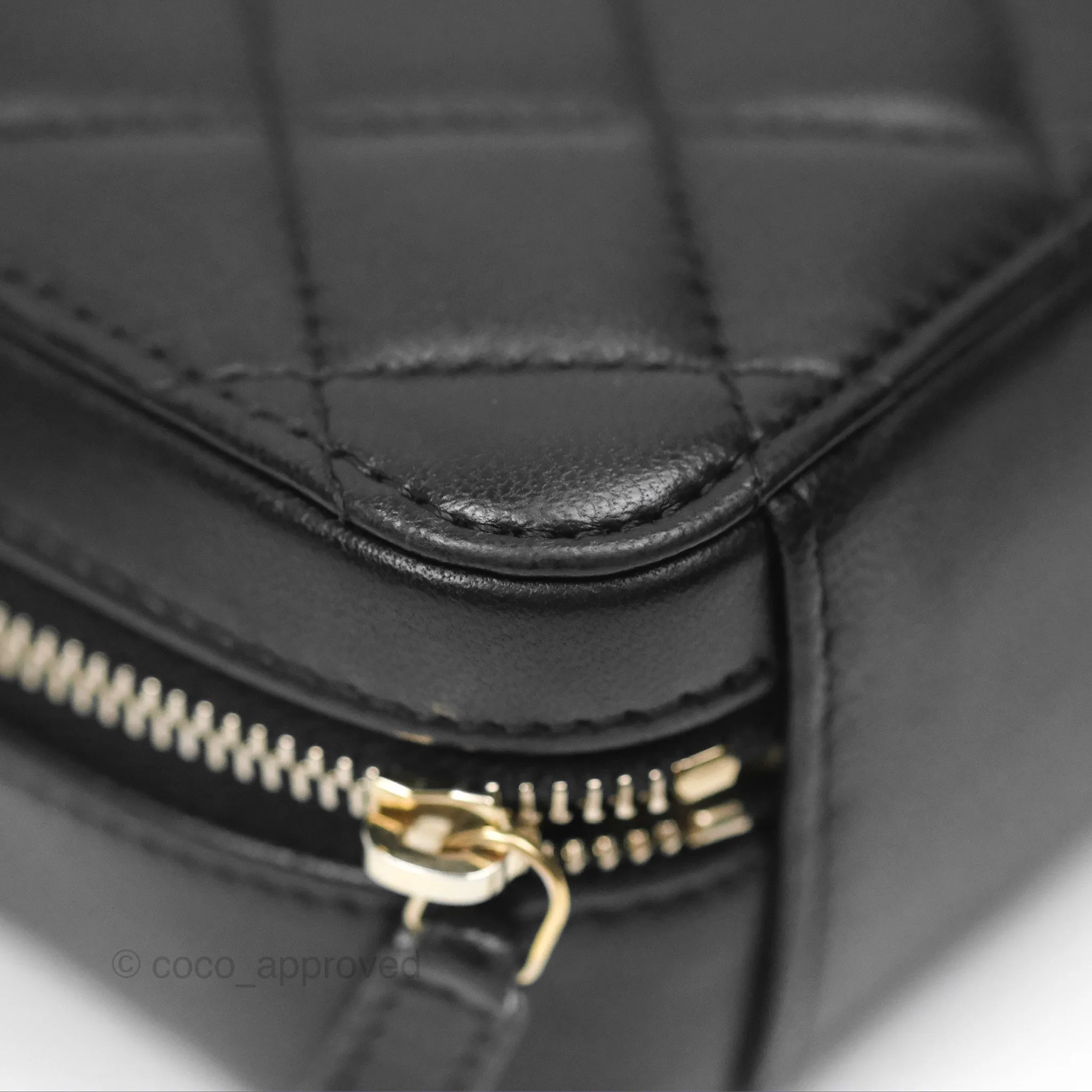 Chanel Pearl Crush Quilted Camera Bag Black Lambskin Aged Gold Hardware
