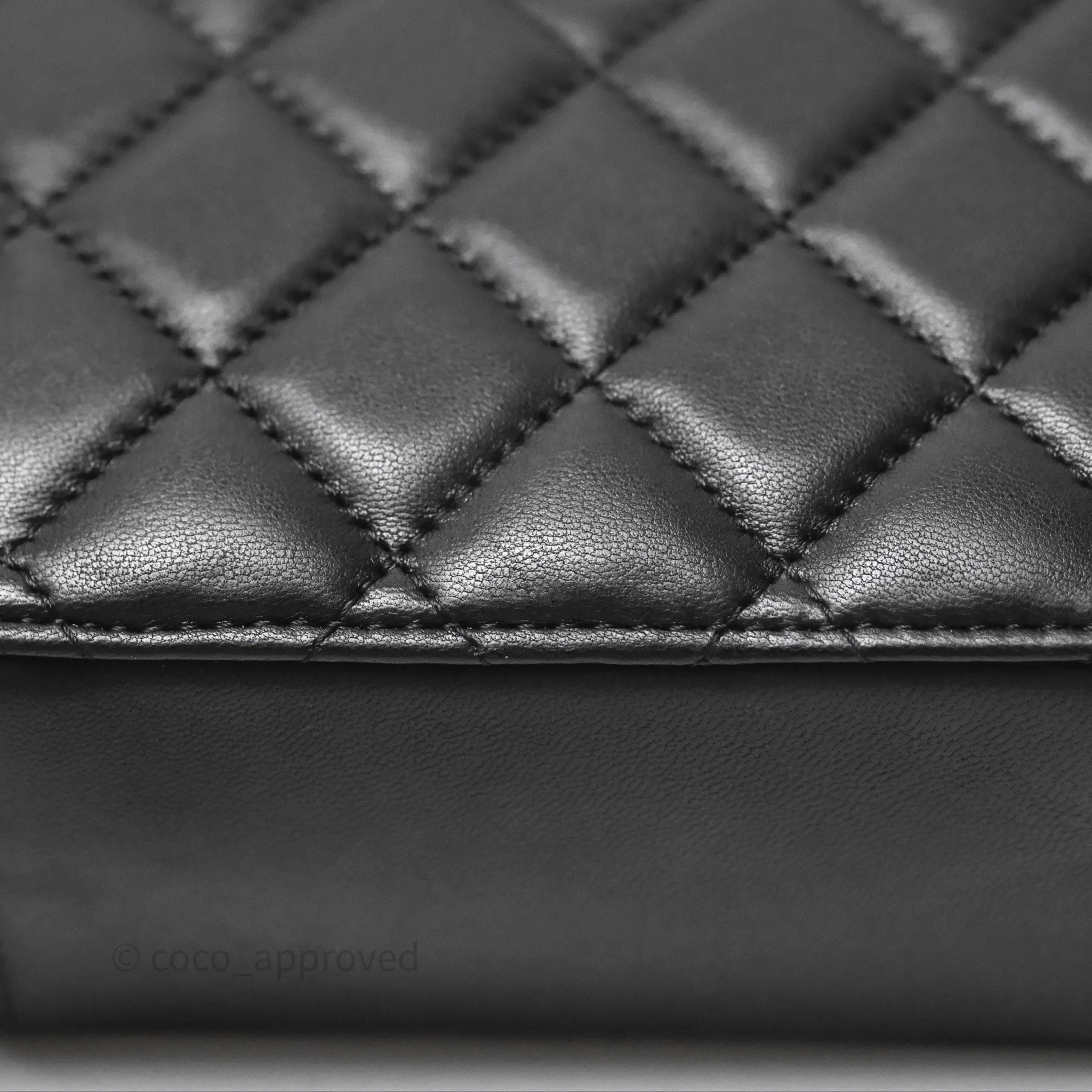 Chanel Pearl Crush Quilted Camera Bag Black Lambskin Aged Gold Hardware