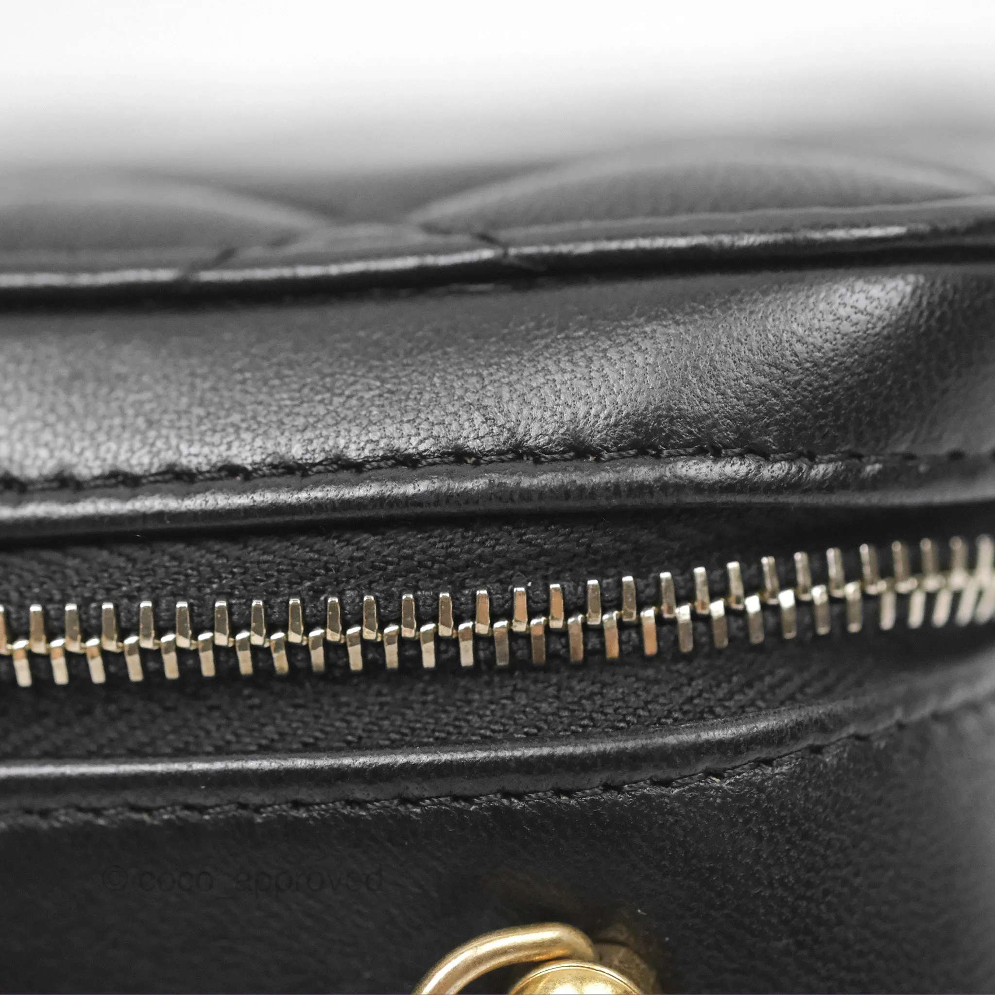 Chanel Pearl Crush Quilted Camera Bag Black Lambskin Aged Gold Hardware
