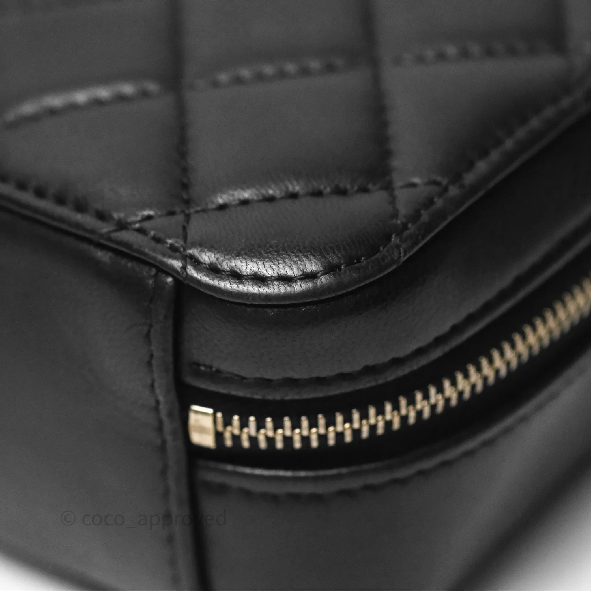 Chanel Pearl Crush Quilted Camera Bag Black Lambskin Aged Gold Hardware