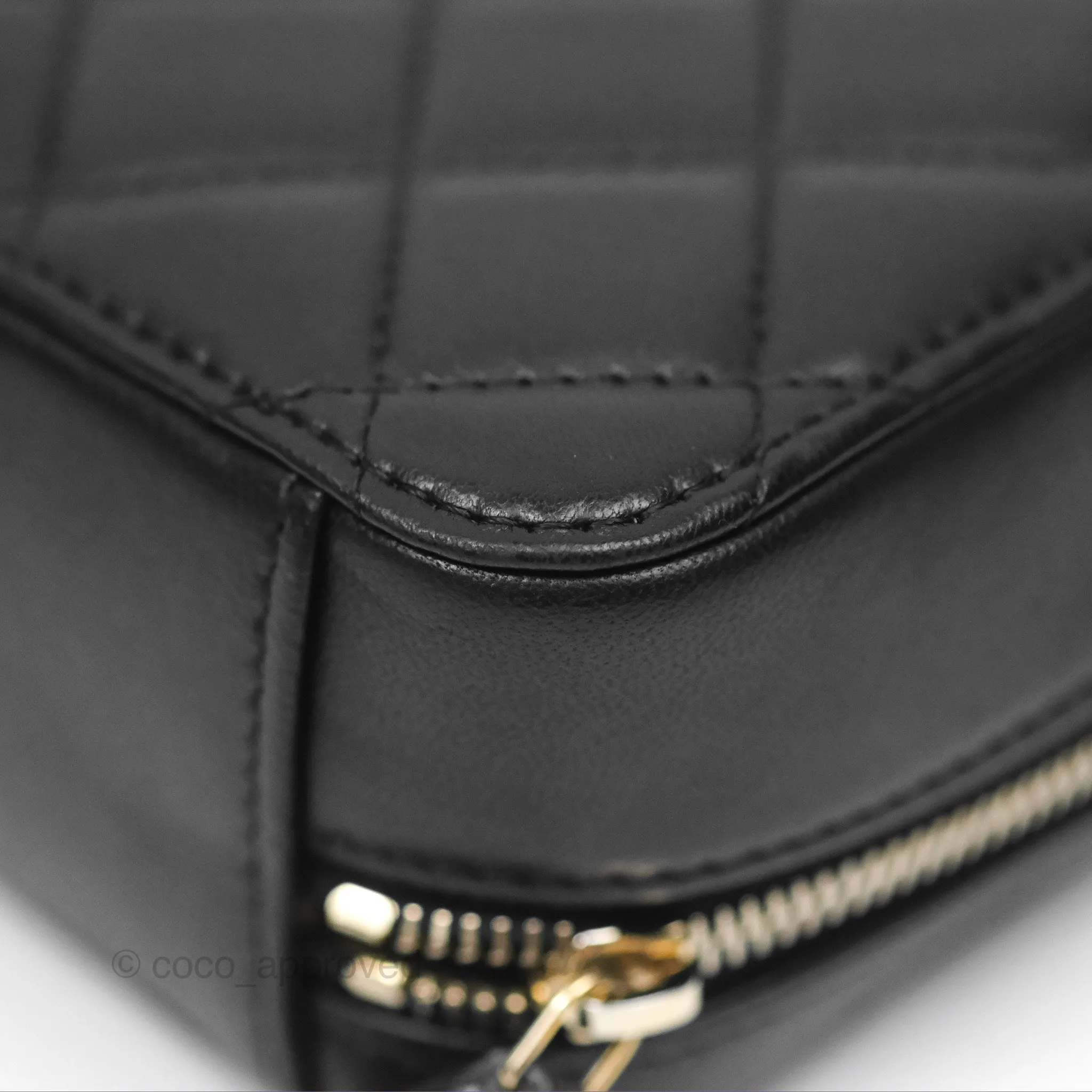 Chanel Pearl Crush Quilted Camera Bag Black Lambskin Aged Gold Hardware