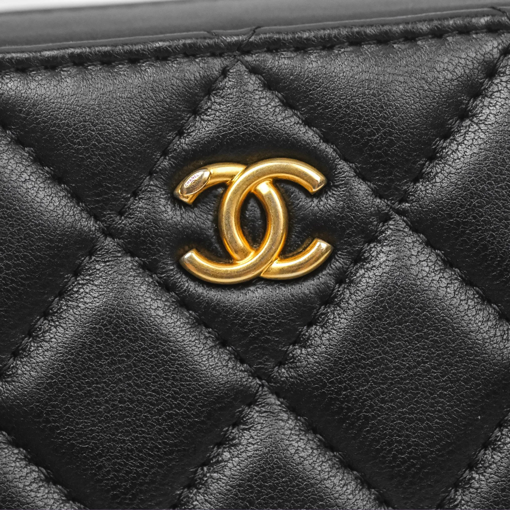 Chanel Pearl Crush Quilted Camera Bag Black Lambskin Aged Gold Hardware