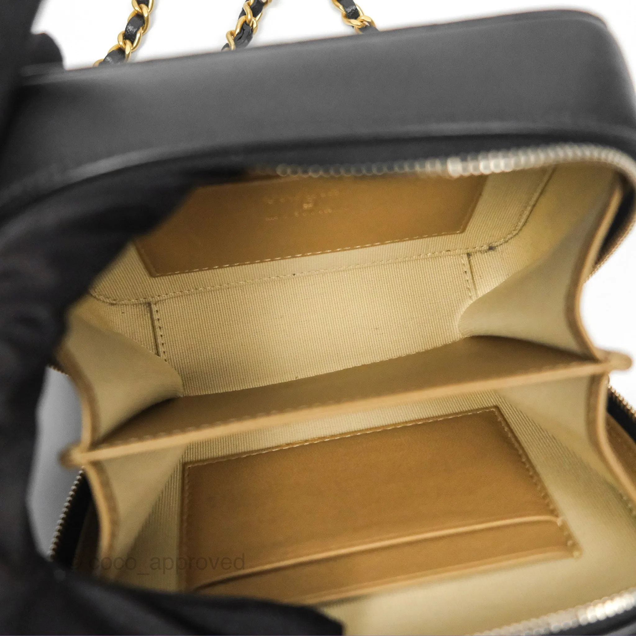 Chanel Pearl Crush Quilted Camera Bag Black Lambskin Aged Gold Hardware