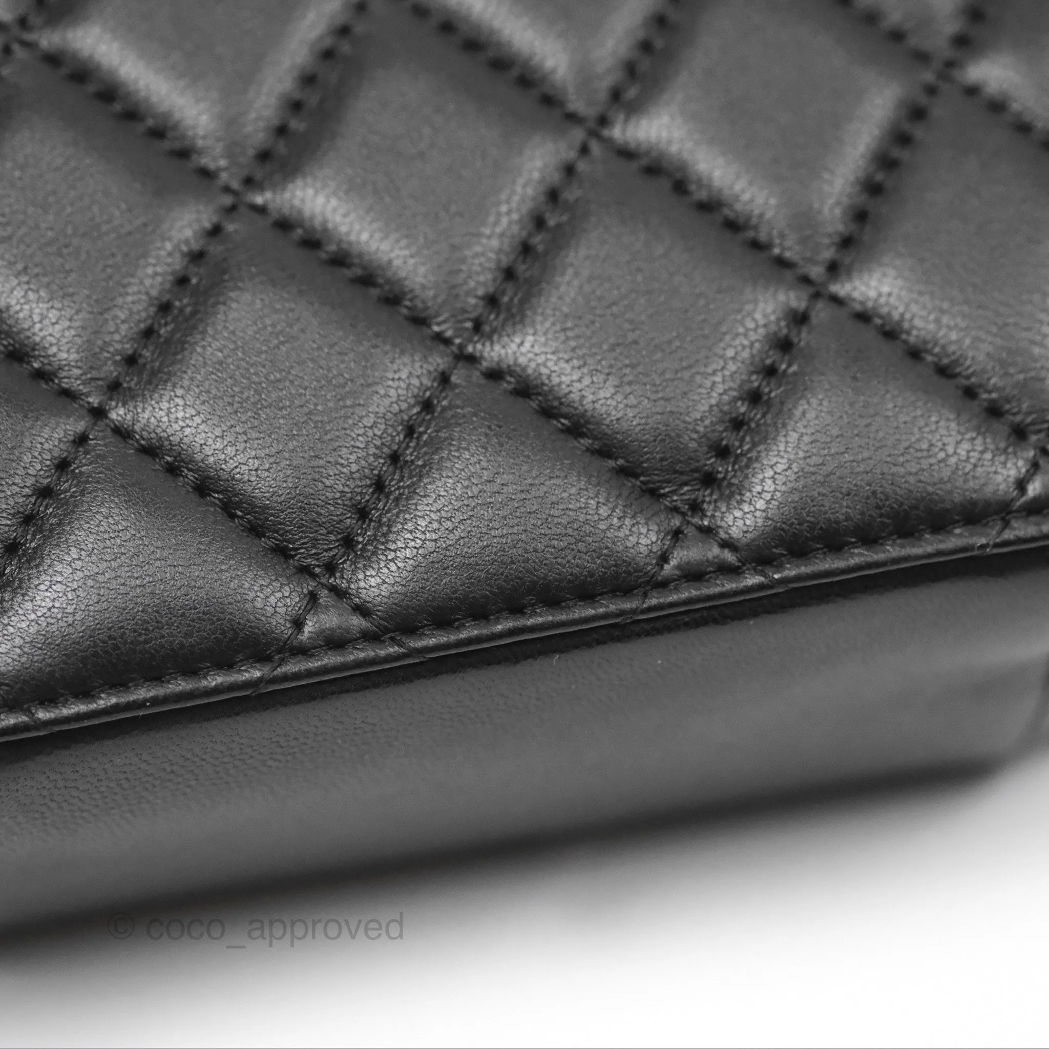 Chanel Pearl Crush Quilted Camera Bag Black Lambskin Aged Gold Hardware
