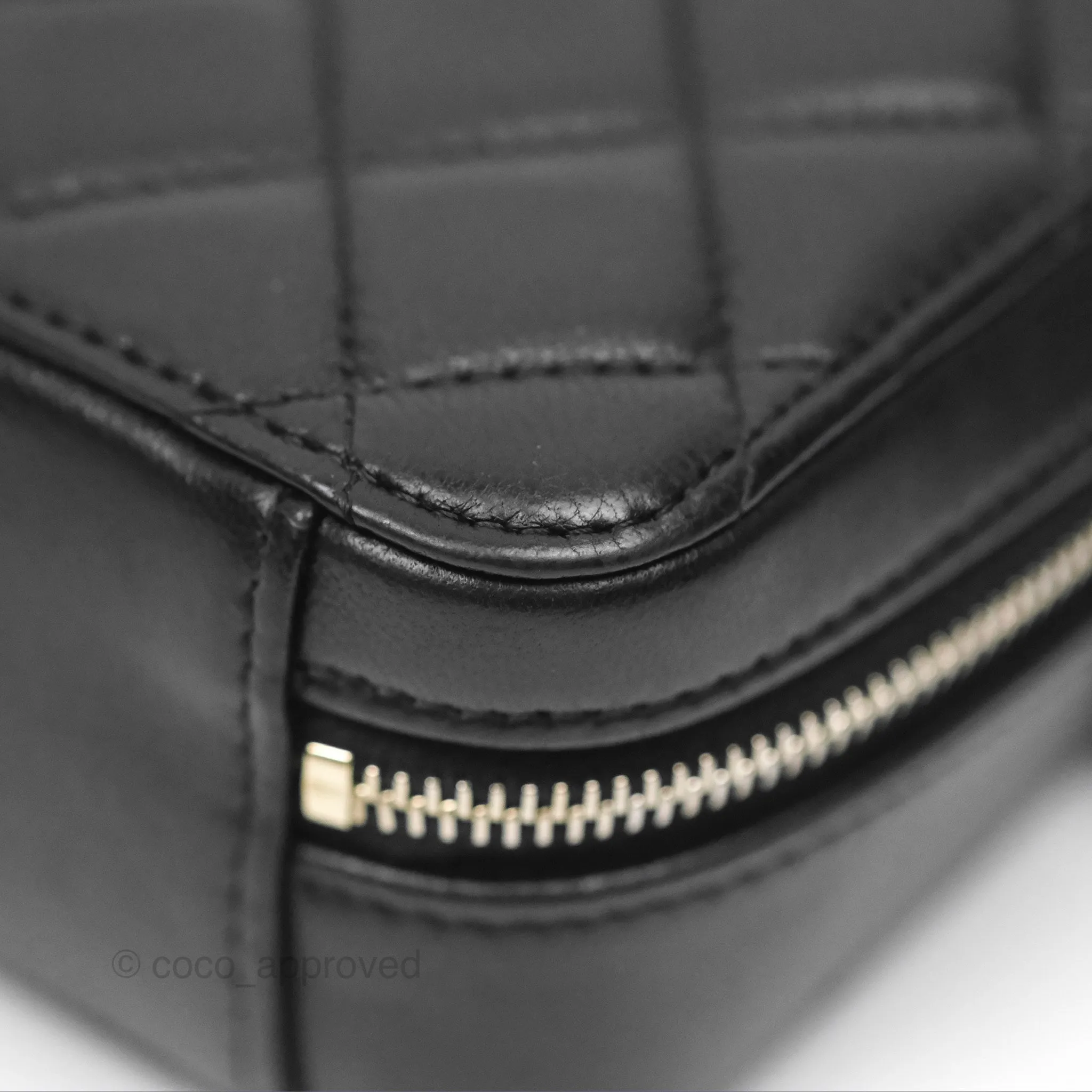 Chanel Pearl Crush Quilted Camera Bag Black Lambskin Aged Gold Hardware