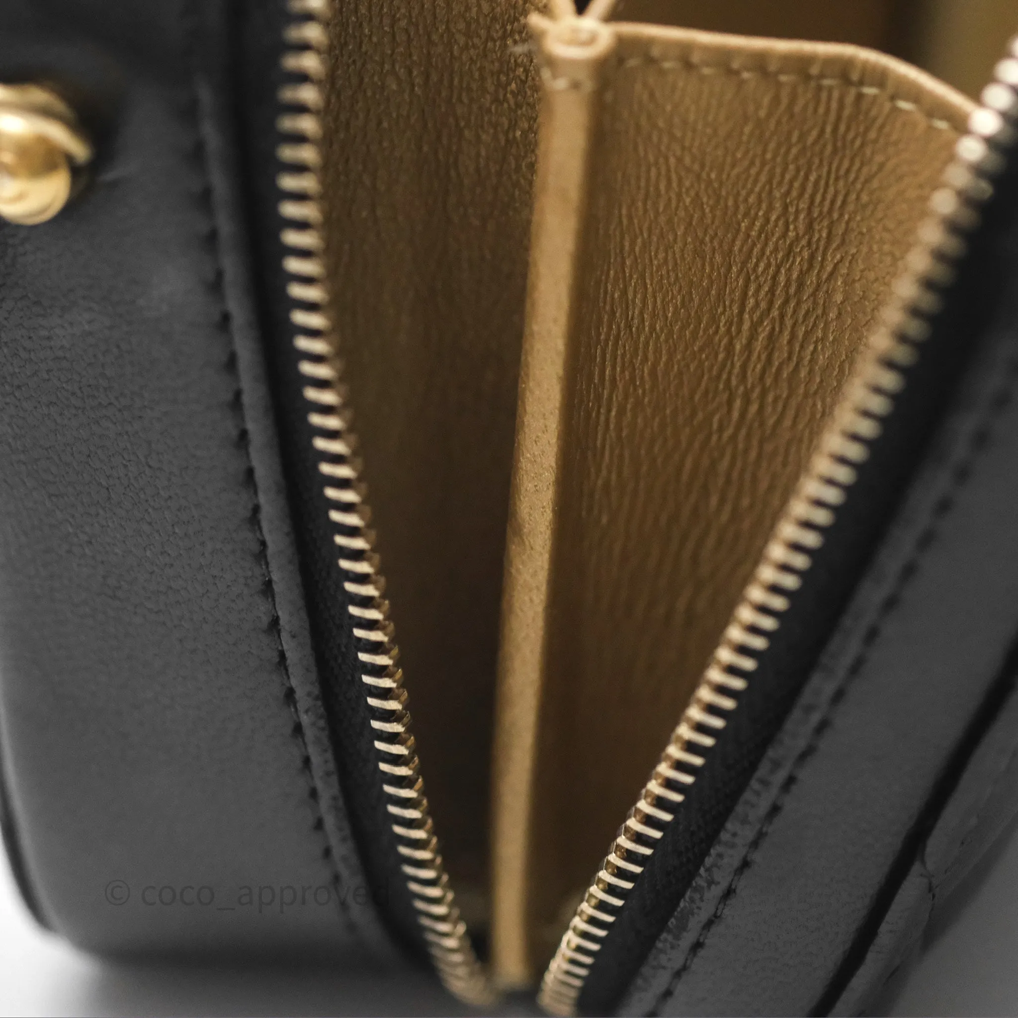 Chanel Pearl Crush Quilted Camera Bag Black Lambskin Aged Gold Hardware