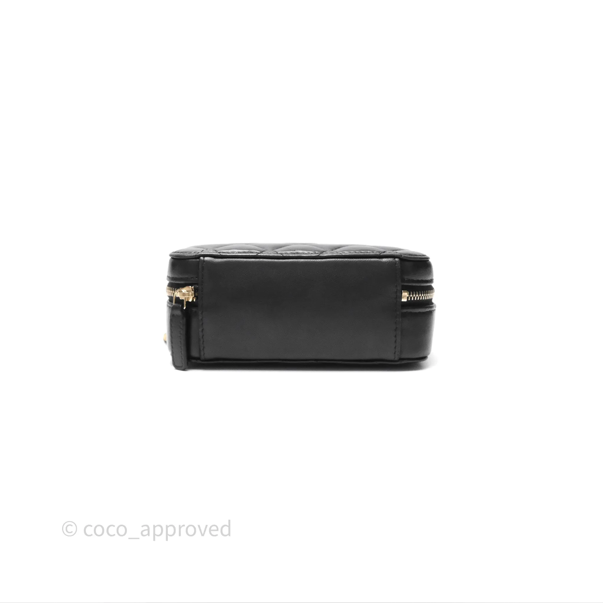 Chanel Pearl Crush Quilted Camera Bag Black Lambskin Aged Gold Hardware