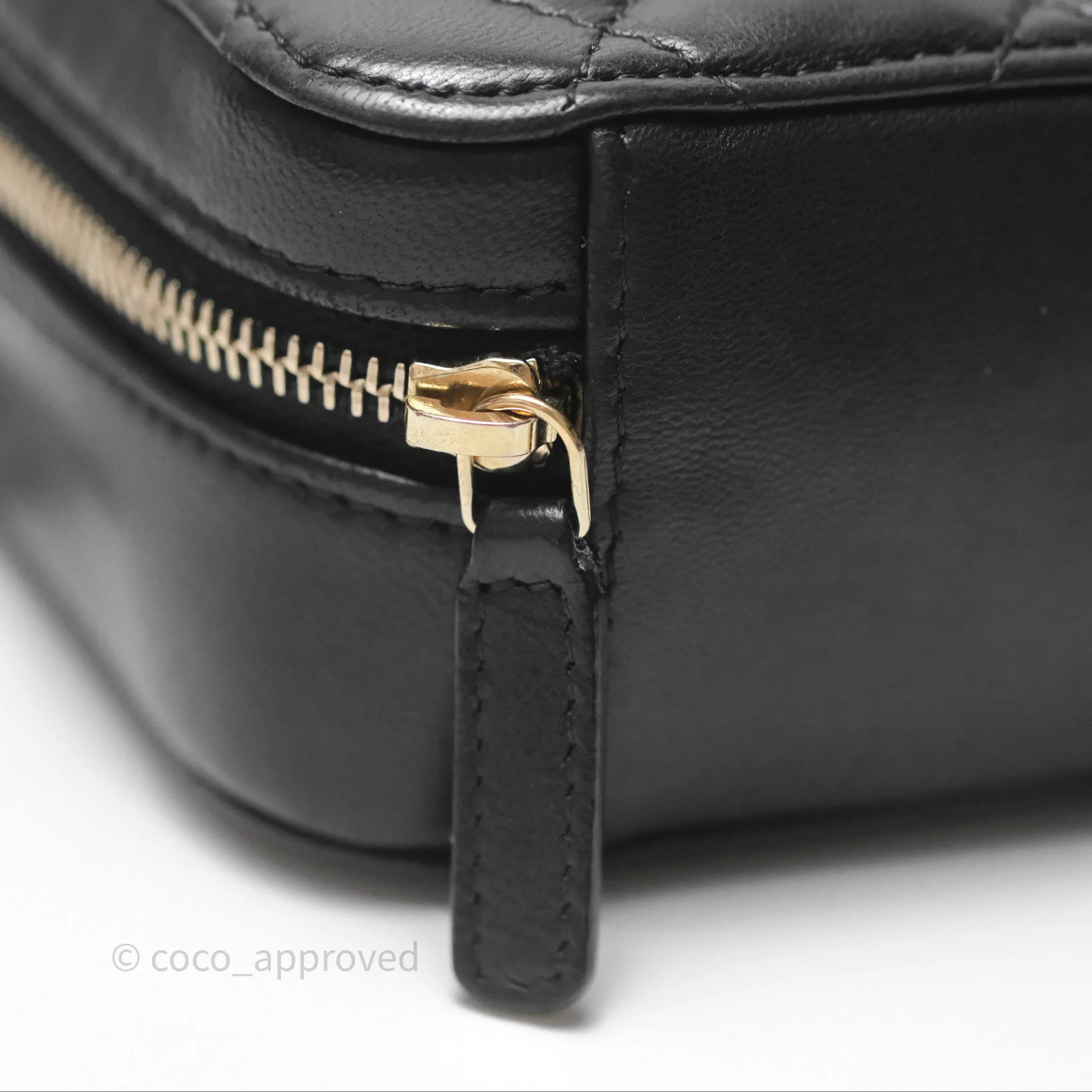 Chanel Pearl Crush Quilted Camera Bag Black Lambskin Aged Gold Hardware
