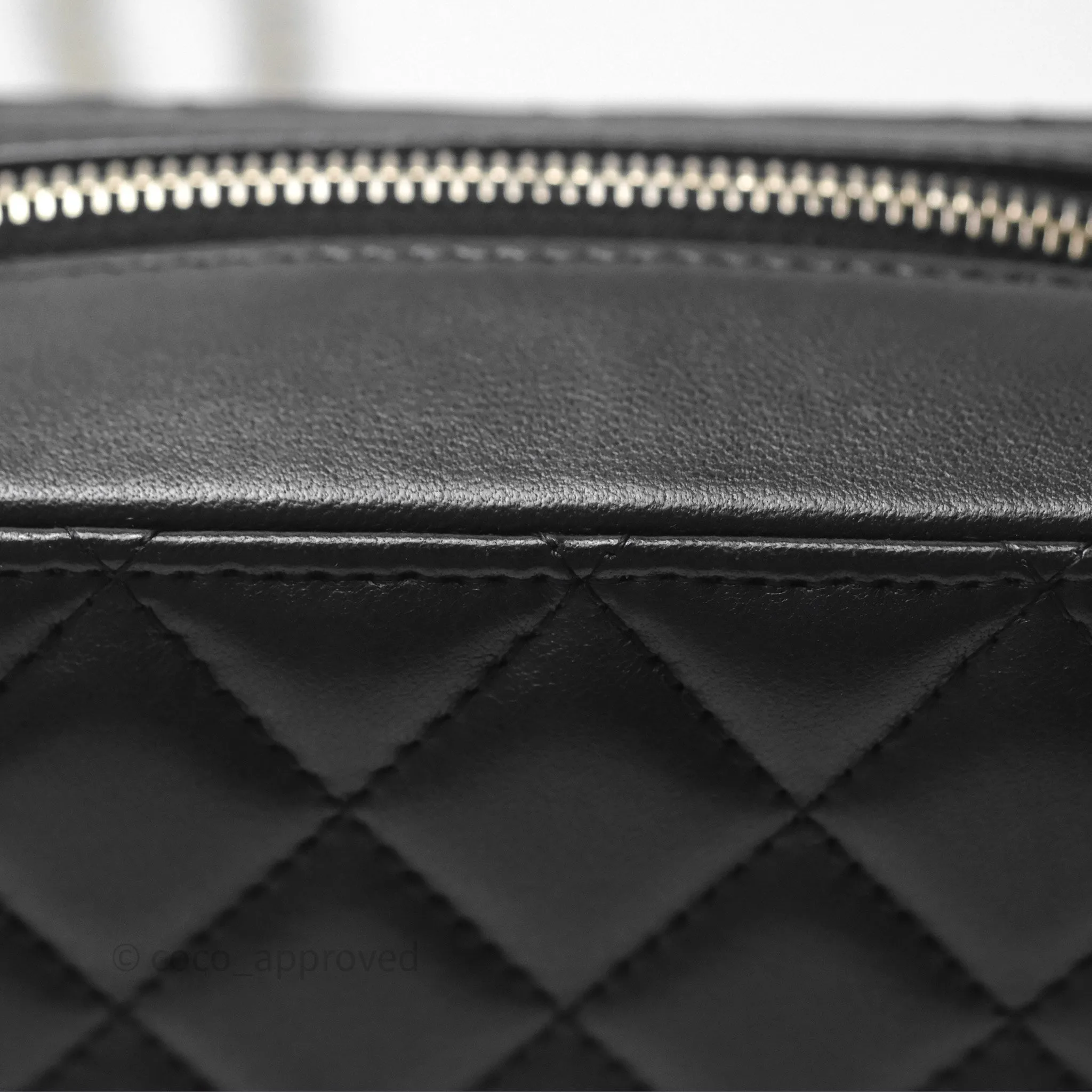 Chanel Pearl Crush Quilted Camera Bag Black Lambskin Aged Gold Hardware