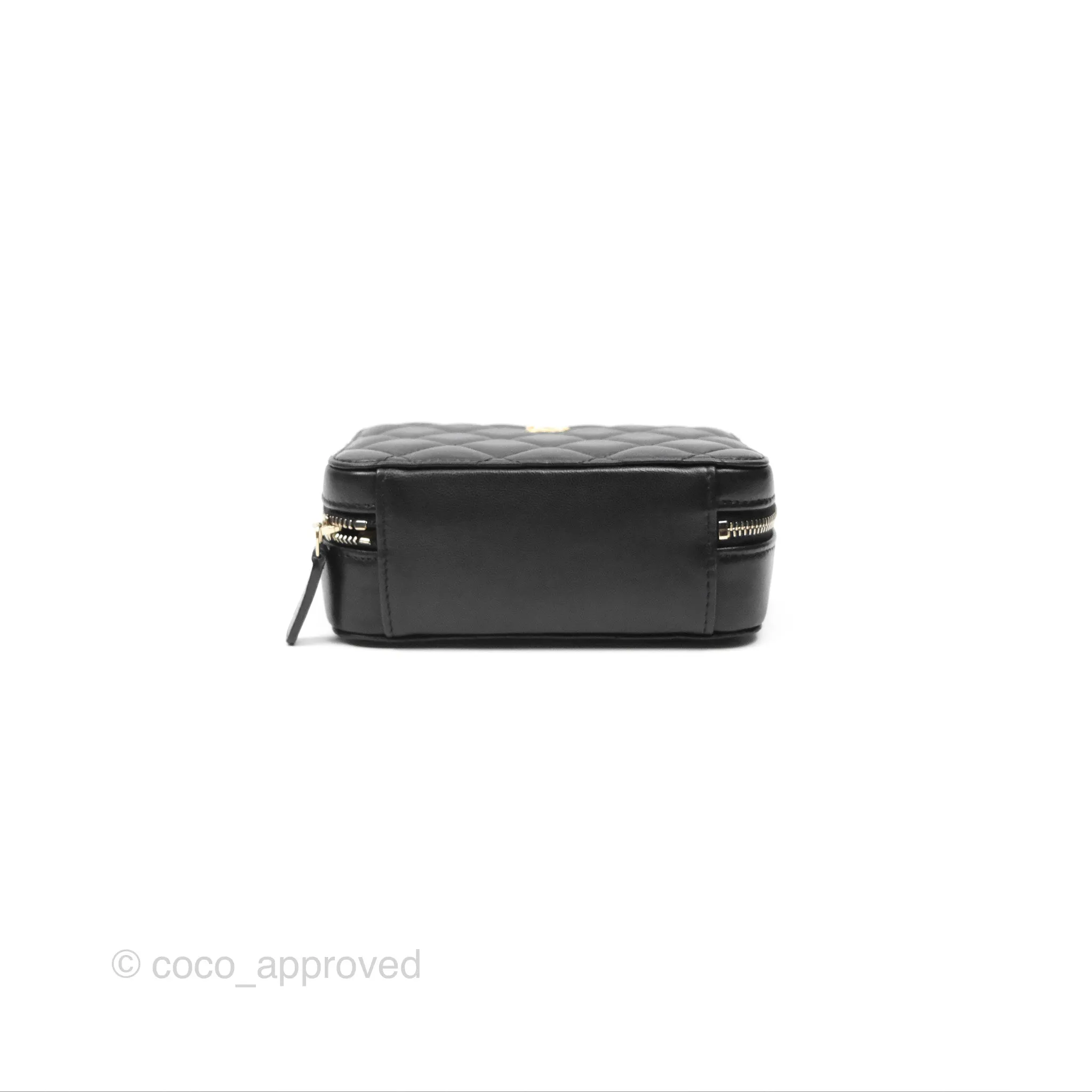 Chanel Pearl Crush Quilted Camera Bag Black Lambskin Aged Gold Hardware