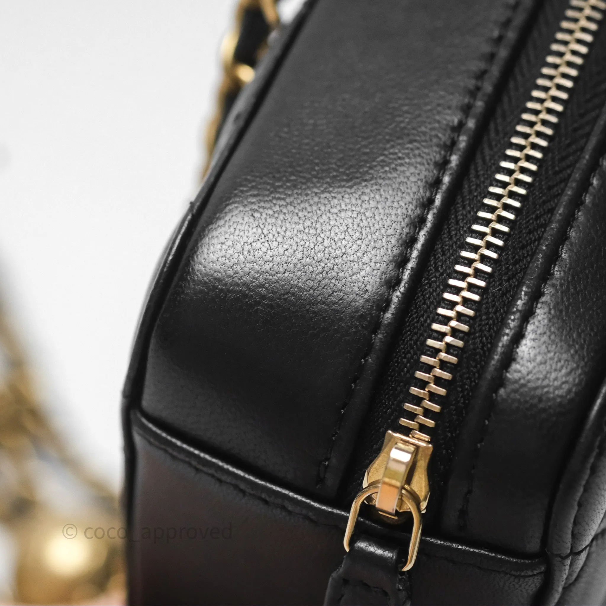 Chanel Pearl Crush Quilted Camera Bag Black Lambskin Aged Gold Hardware