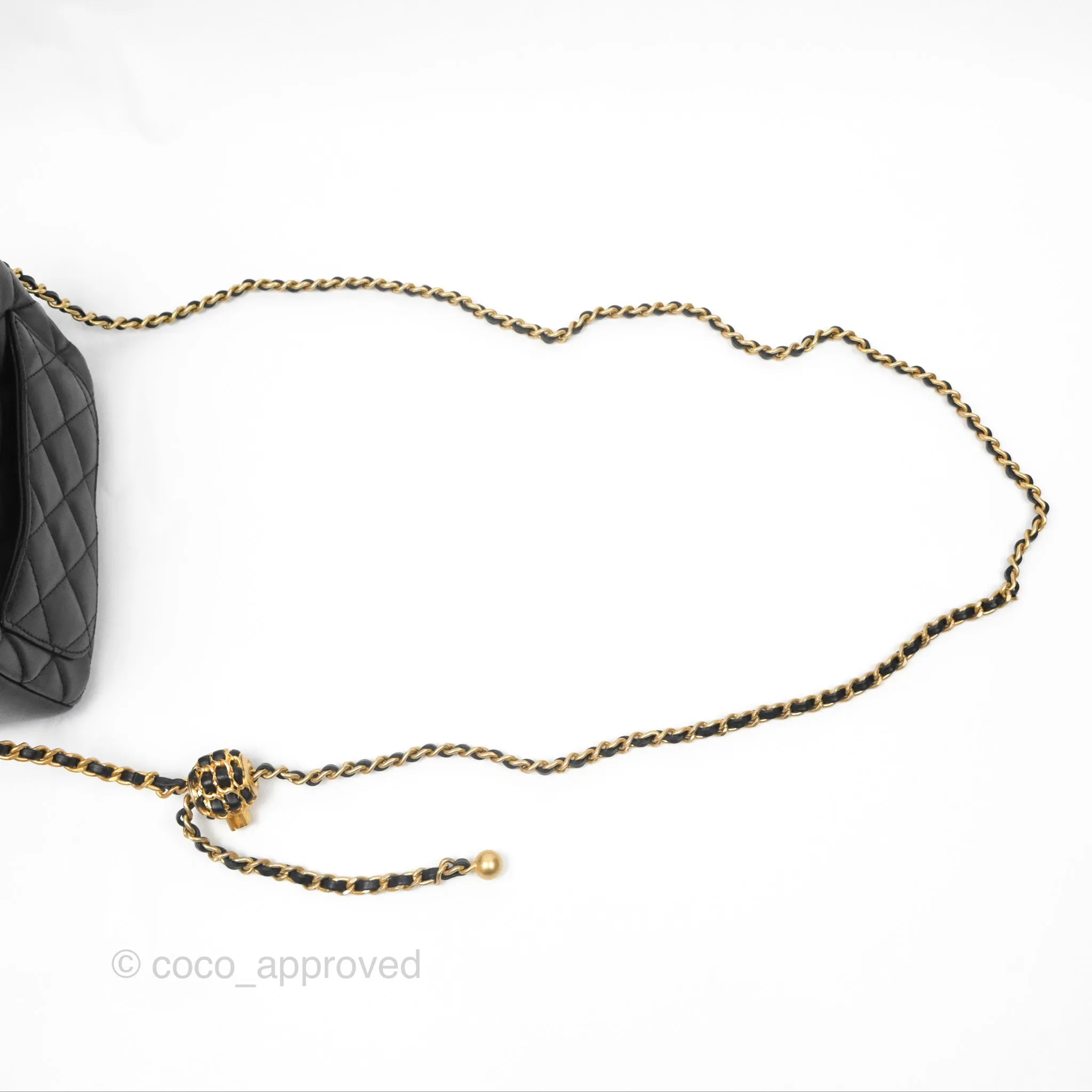Chanel Quilted CC Pearl Crush Camera Case Black Lambskin Gold Hardware