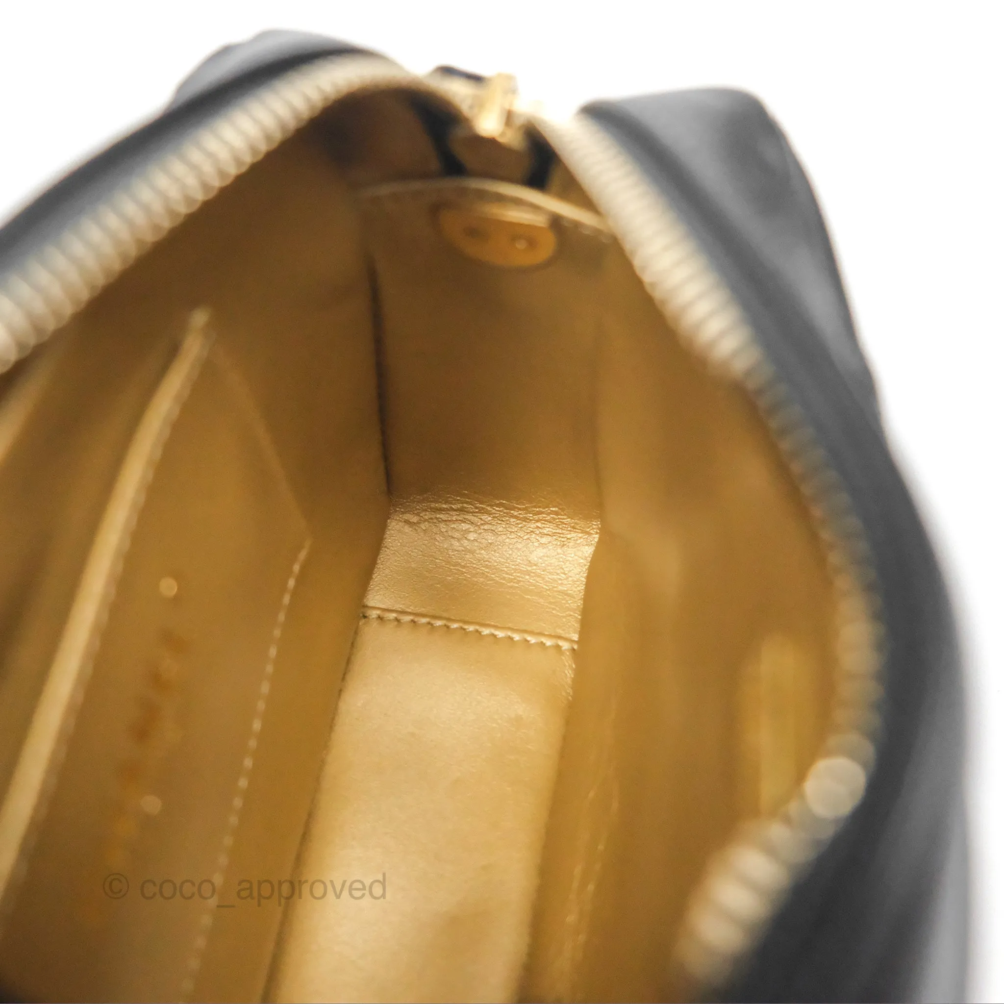 Chanel Quilted CC Pearl Crush Camera Case Black Lambskin Gold Hardware