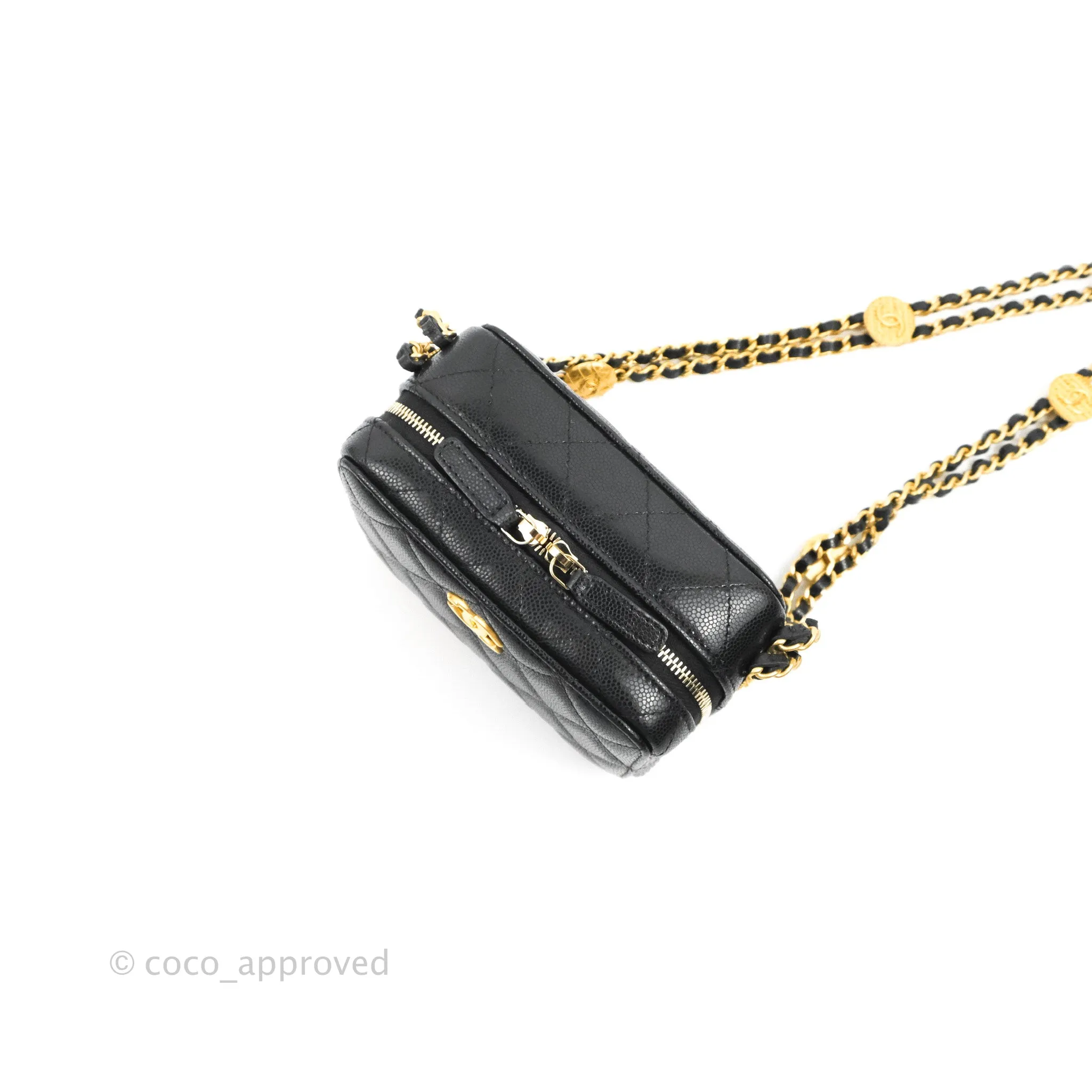 Chanel Quilted Twist Your Buttons Camera Black Caviar Gold Hardware