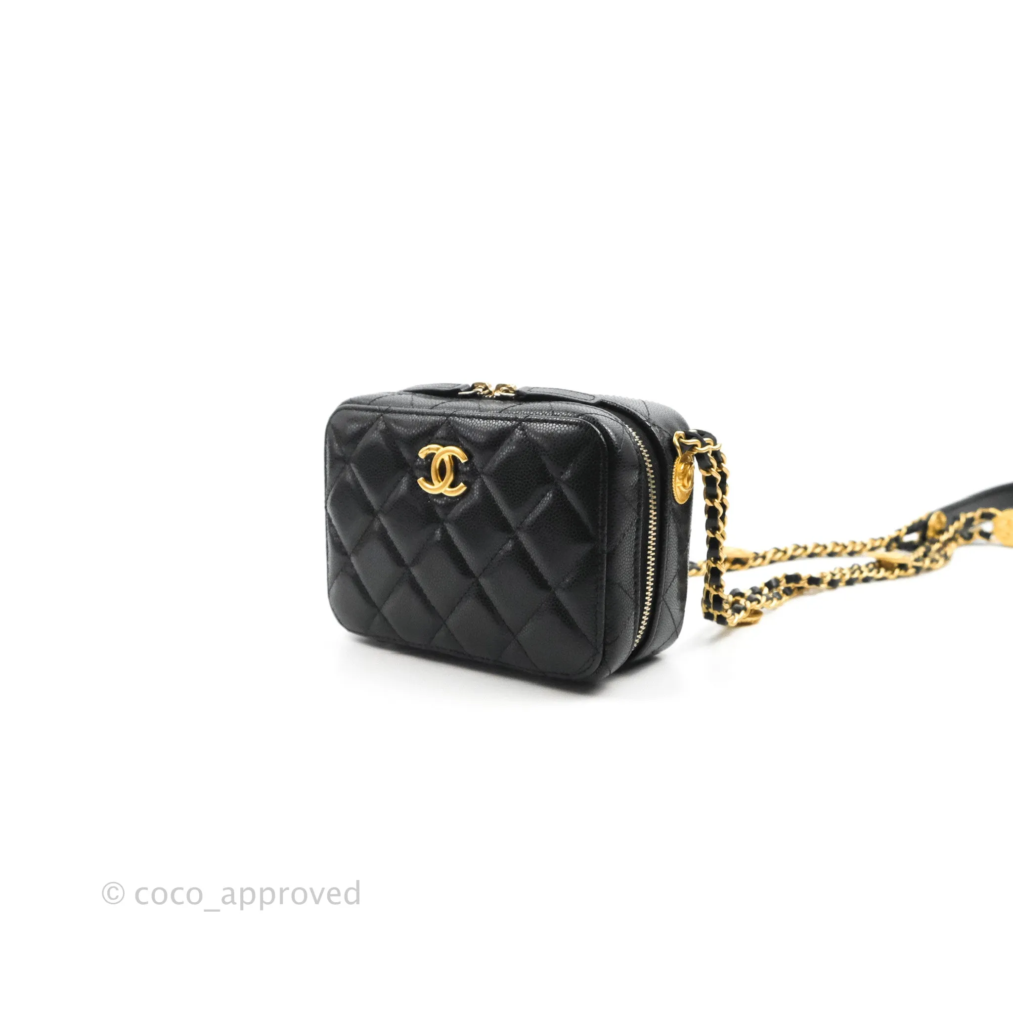 Chanel Quilted Twist Your Buttons Camera Black Caviar Gold Hardware