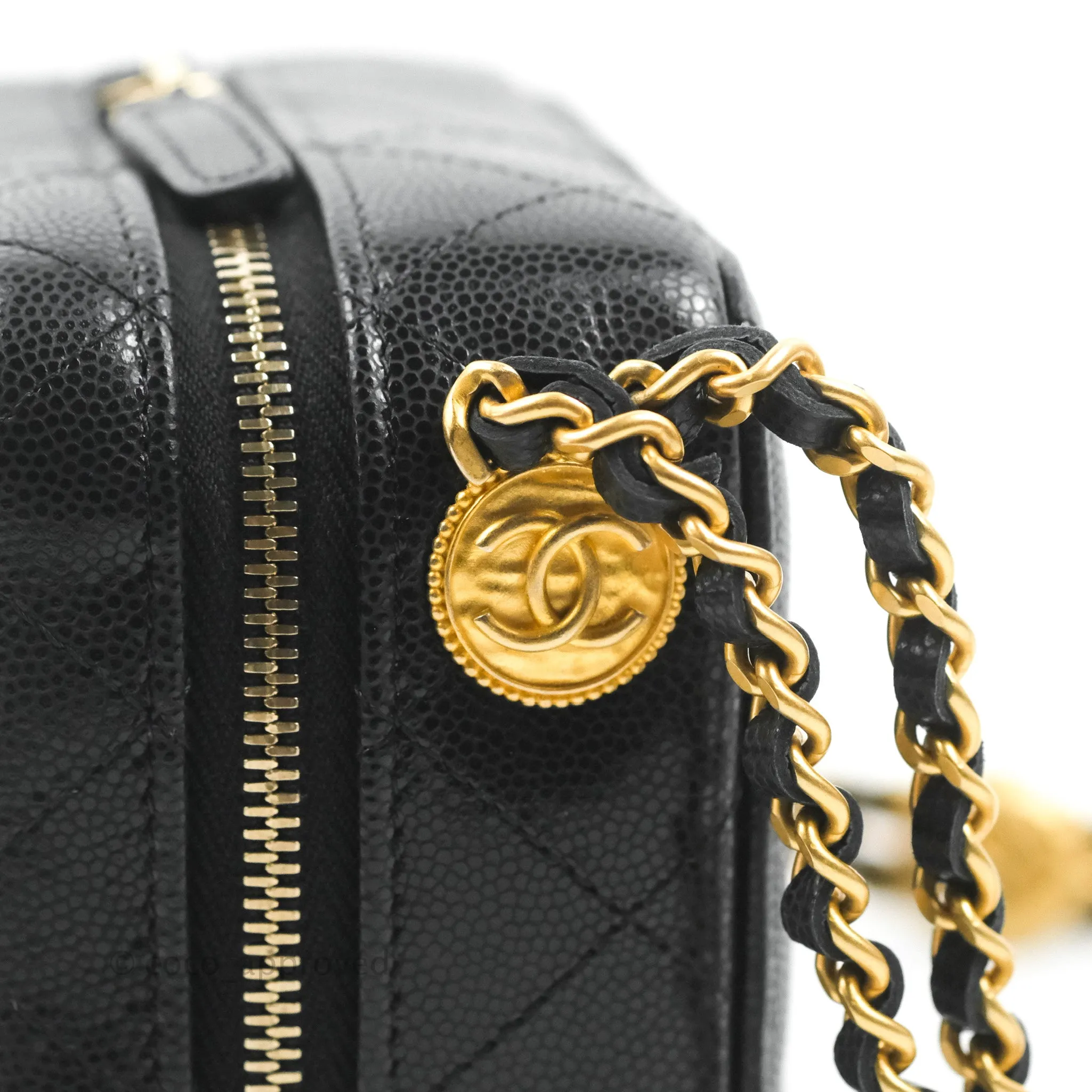 Chanel Quilted Twist Your Buttons Camera Black Caviar Gold Hardware