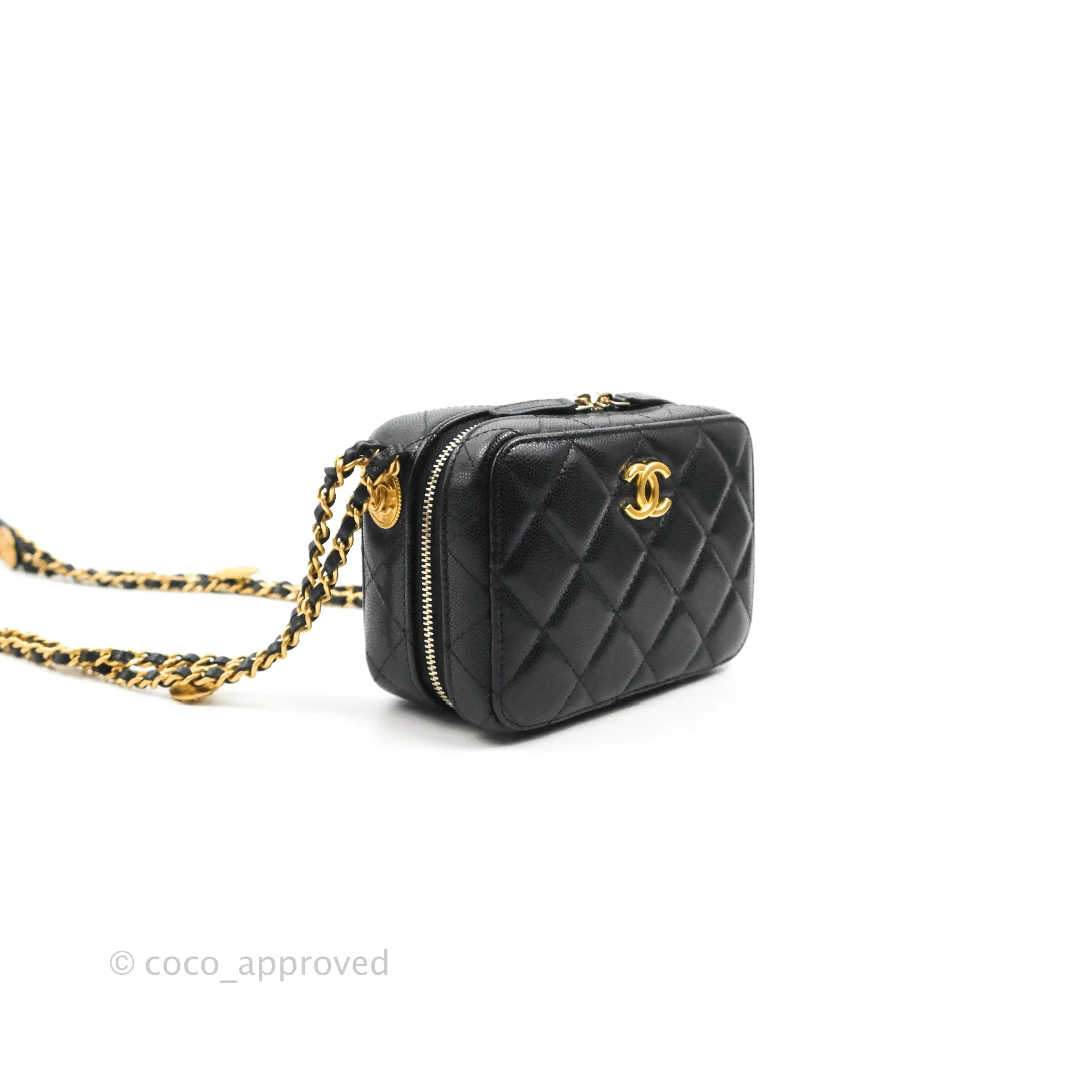 Chanel Quilted Twist Your Buttons Camera Black Caviar Gold Hardware