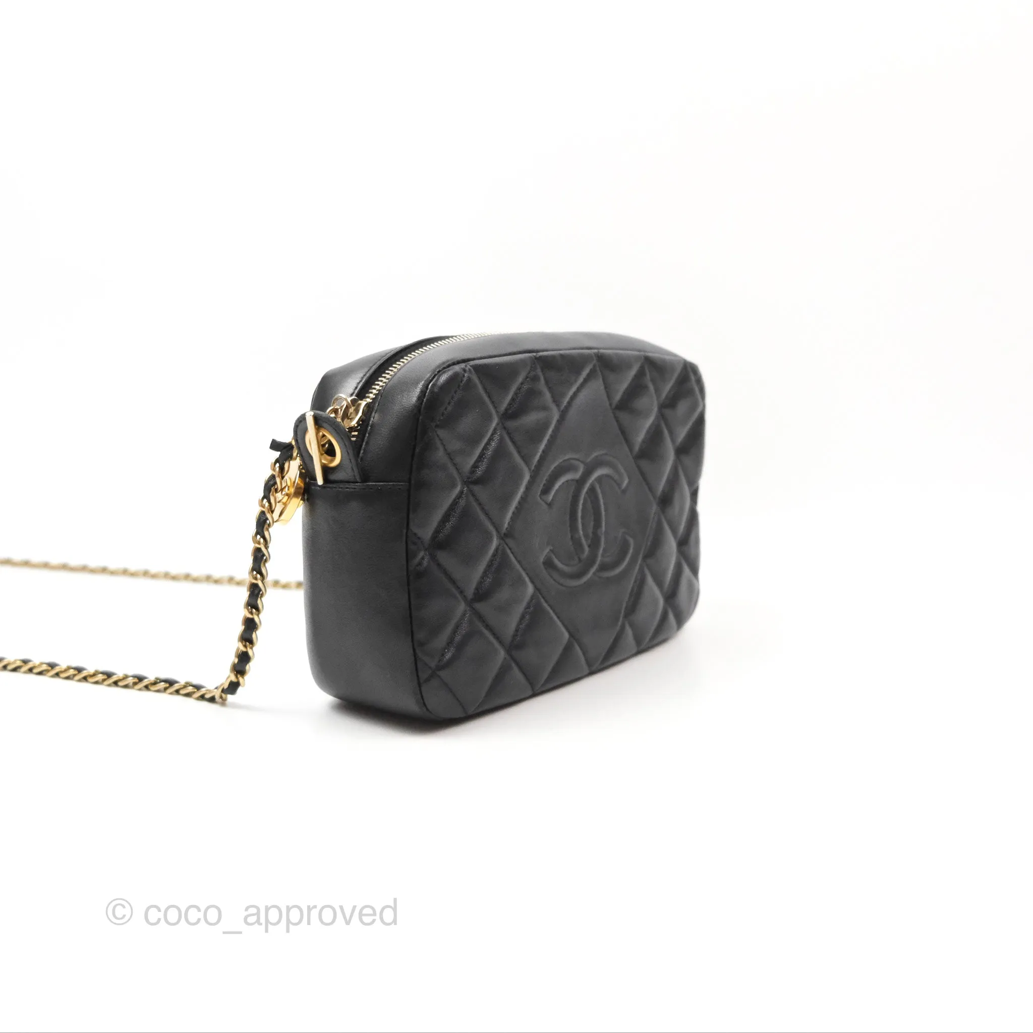 Chanel Small CC Camera Bag Quilted Black Lambskin Gold Hardware