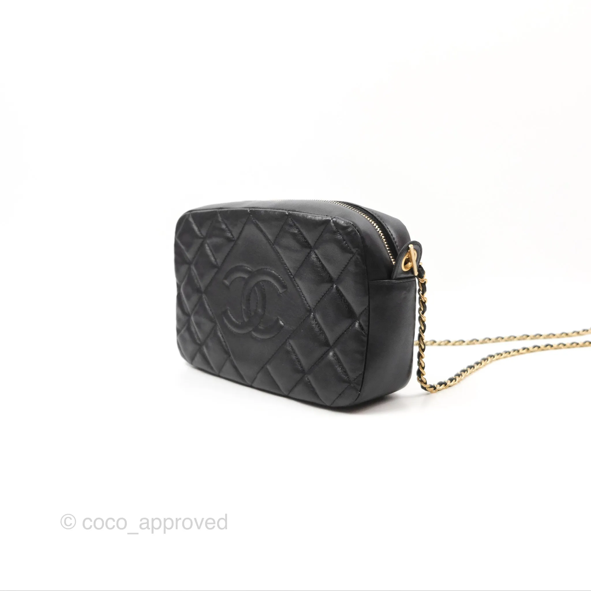 Chanel Small CC Camera Bag Quilted Black Lambskin Gold Hardware