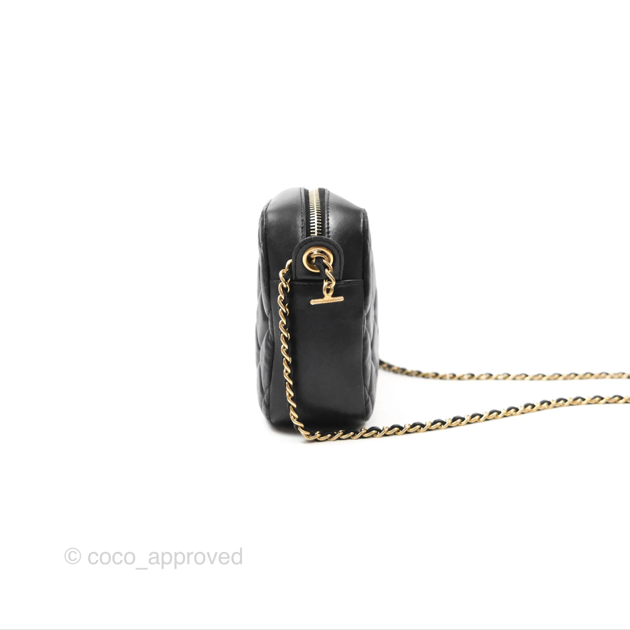 Chanel Small CC Camera Bag Quilted Black Lambskin Gold Hardware