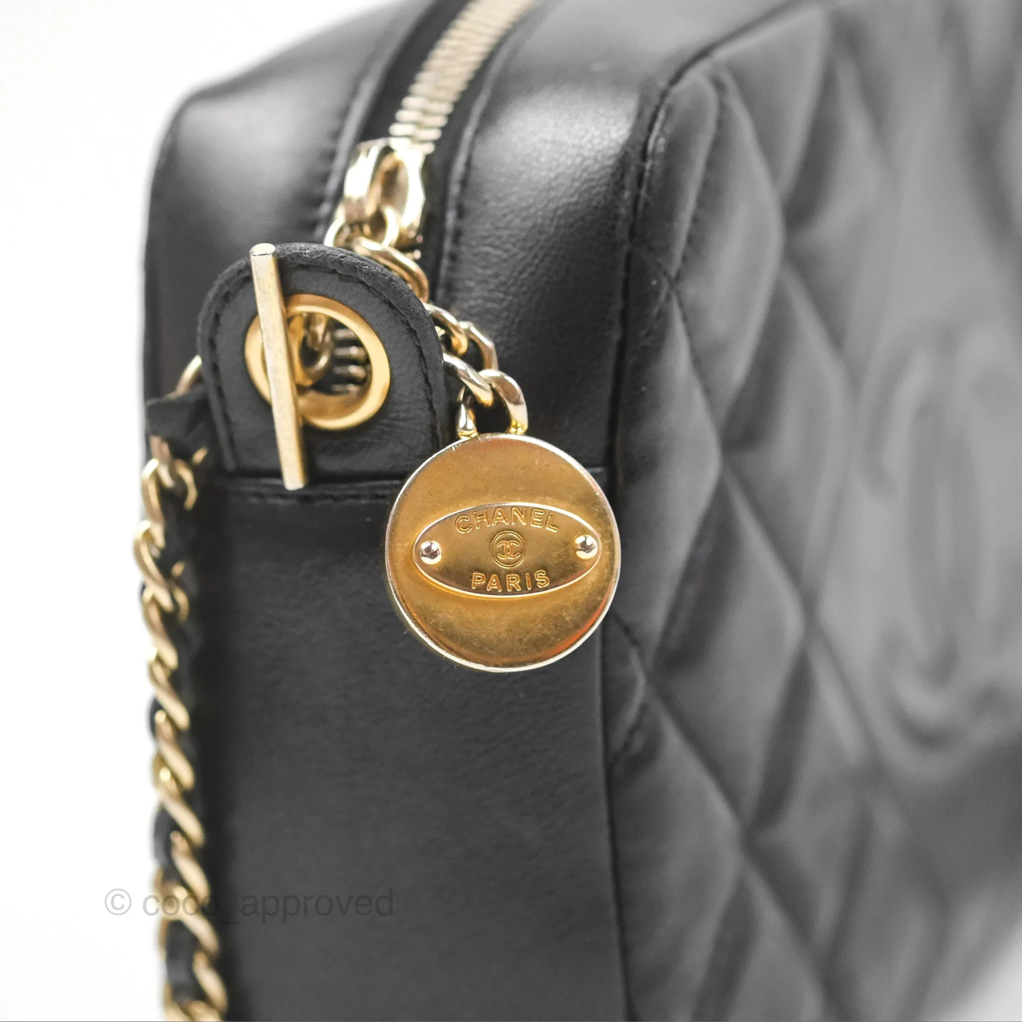 Chanel Small CC Camera Bag Quilted Black Lambskin Gold Hardware
