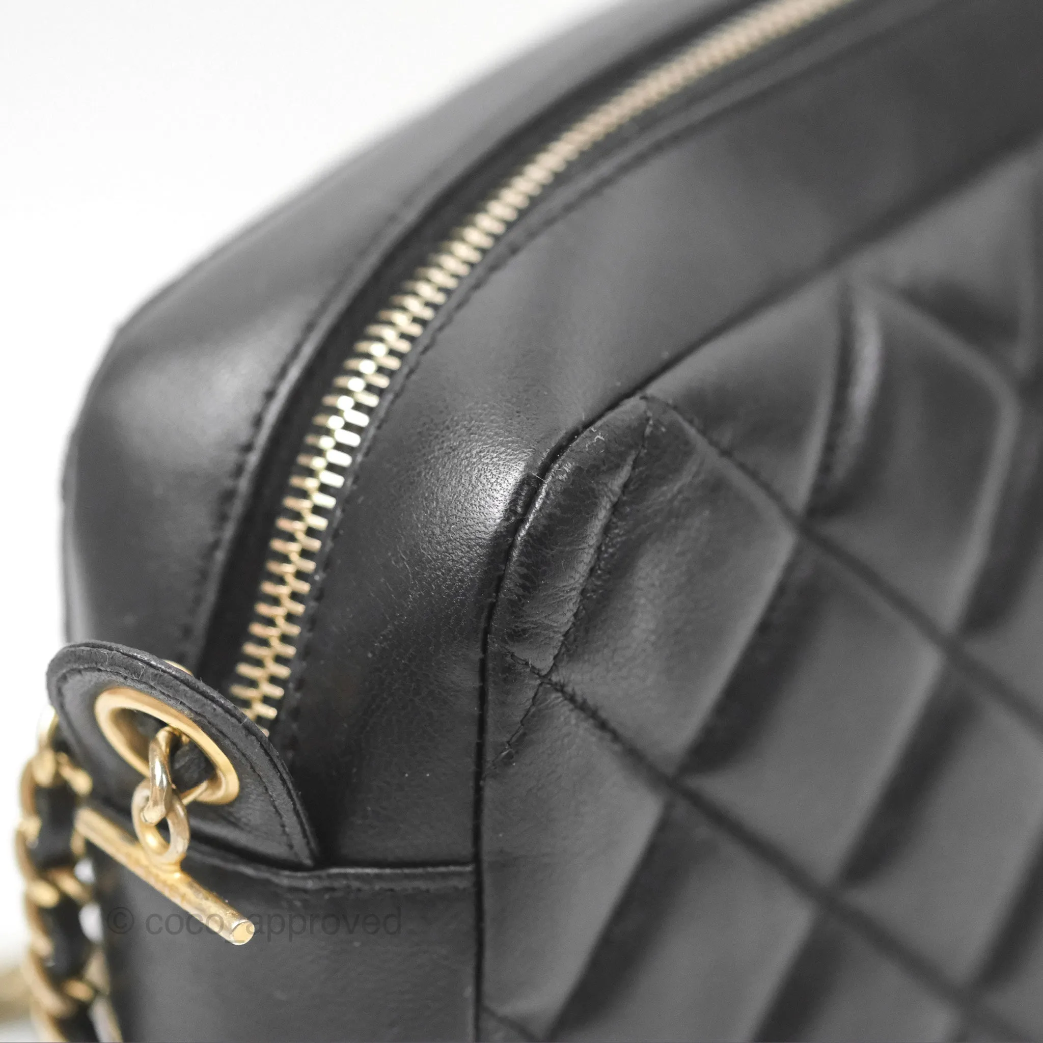 Chanel Small CC Camera Bag Quilted Black Lambskin Gold Hardware
