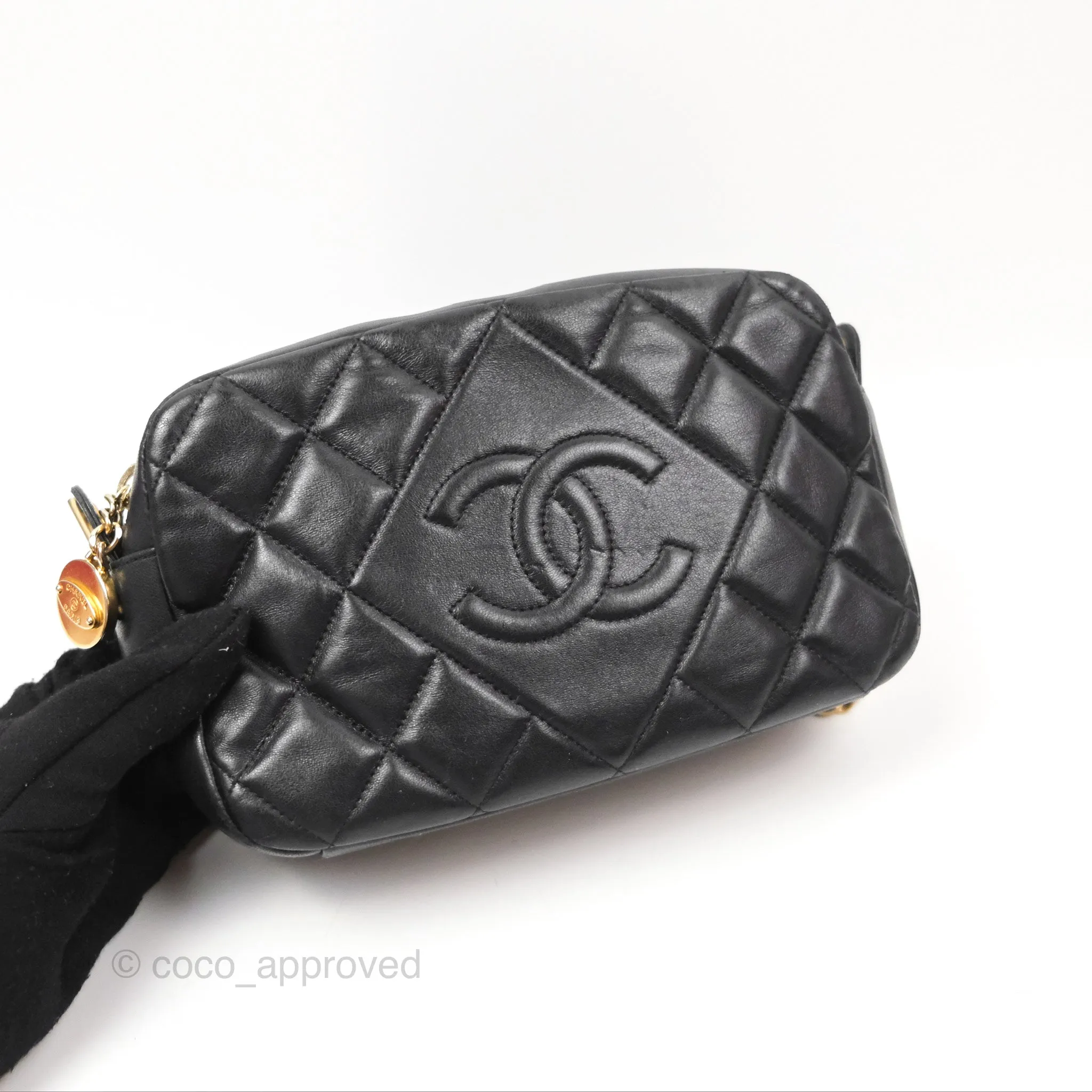 Chanel Small CC Camera Bag Quilted Black Lambskin Gold Hardware