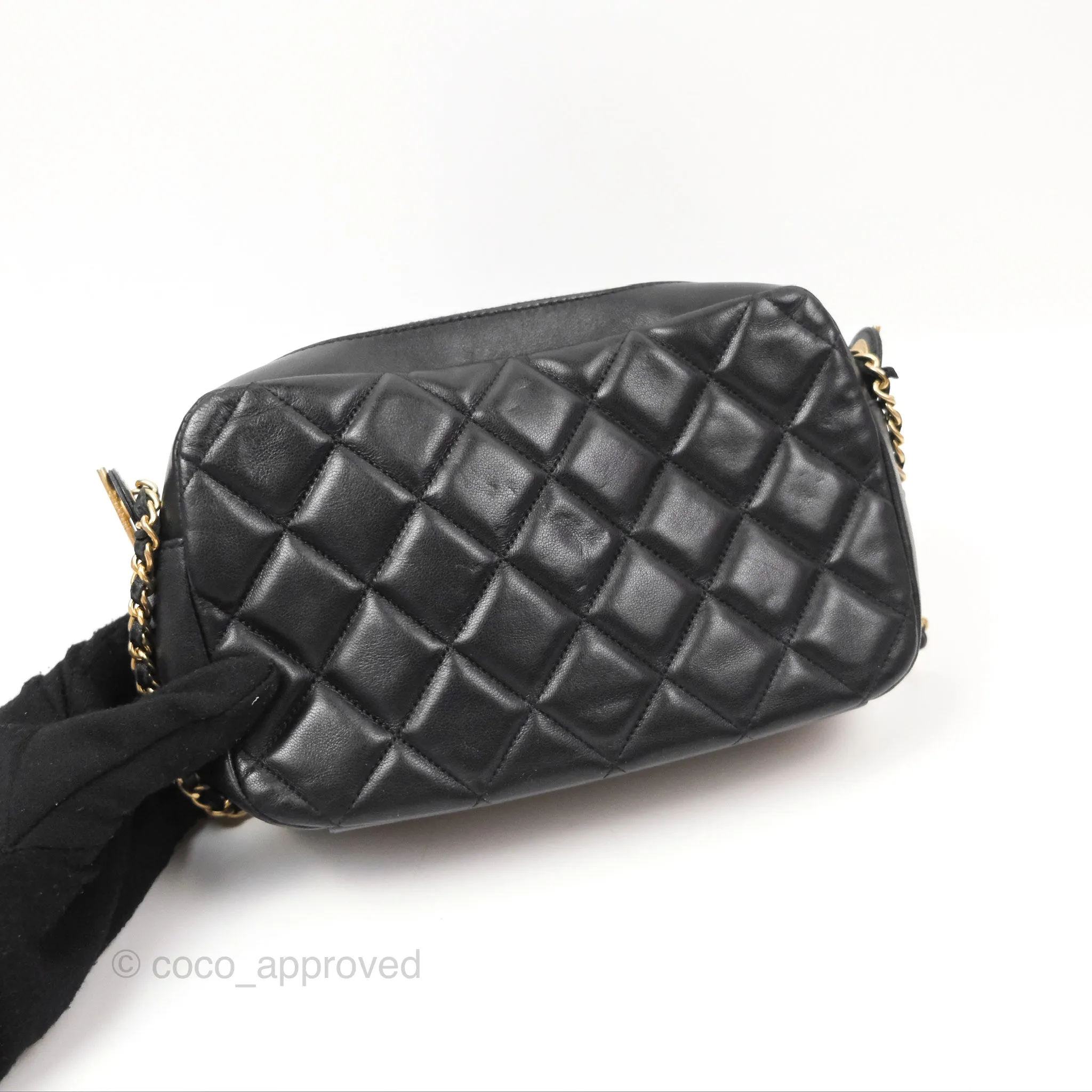 Chanel Small CC Camera Bag Quilted Black Lambskin Gold Hardware