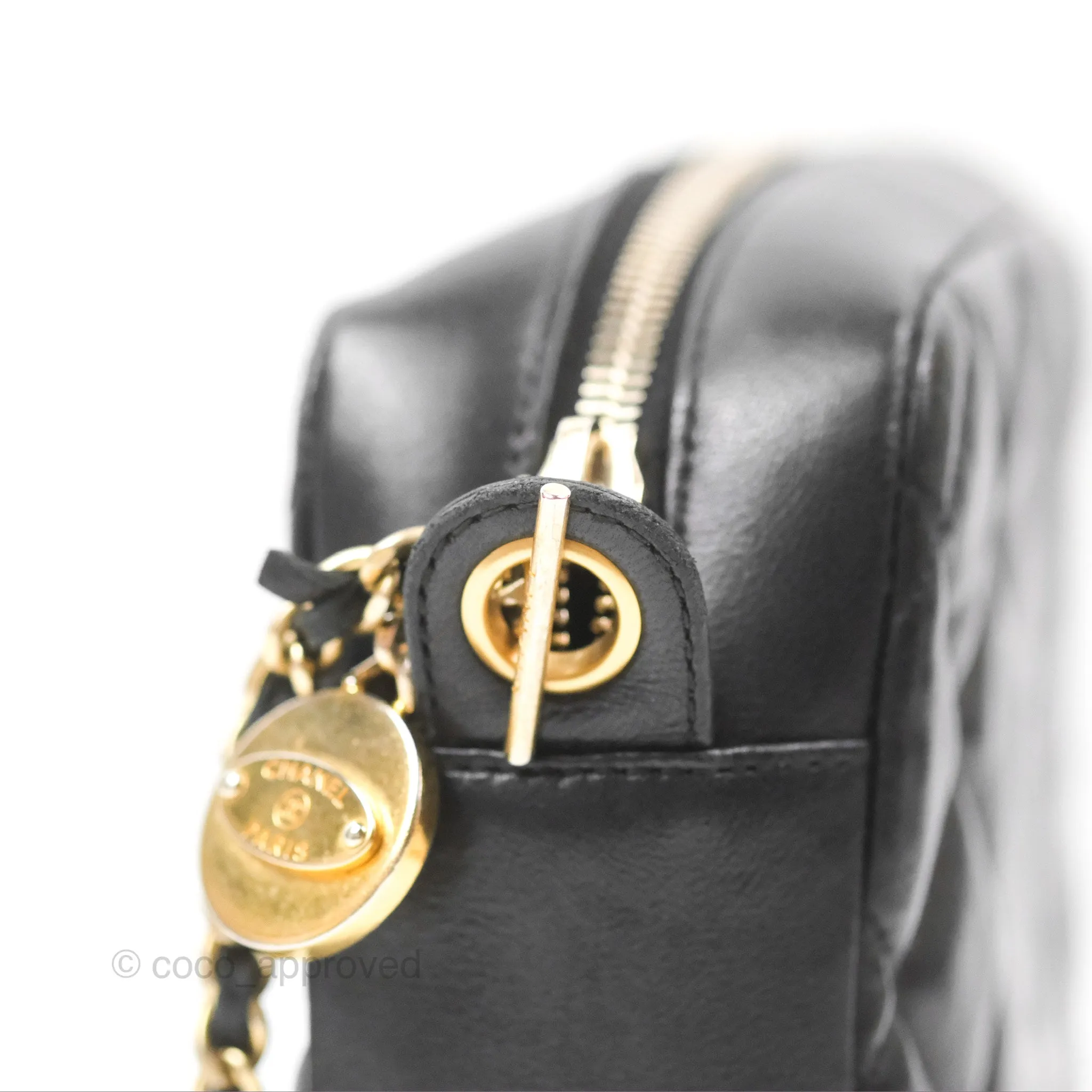 Chanel Small CC Camera Bag Quilted Black Lambskin Gold Hardware