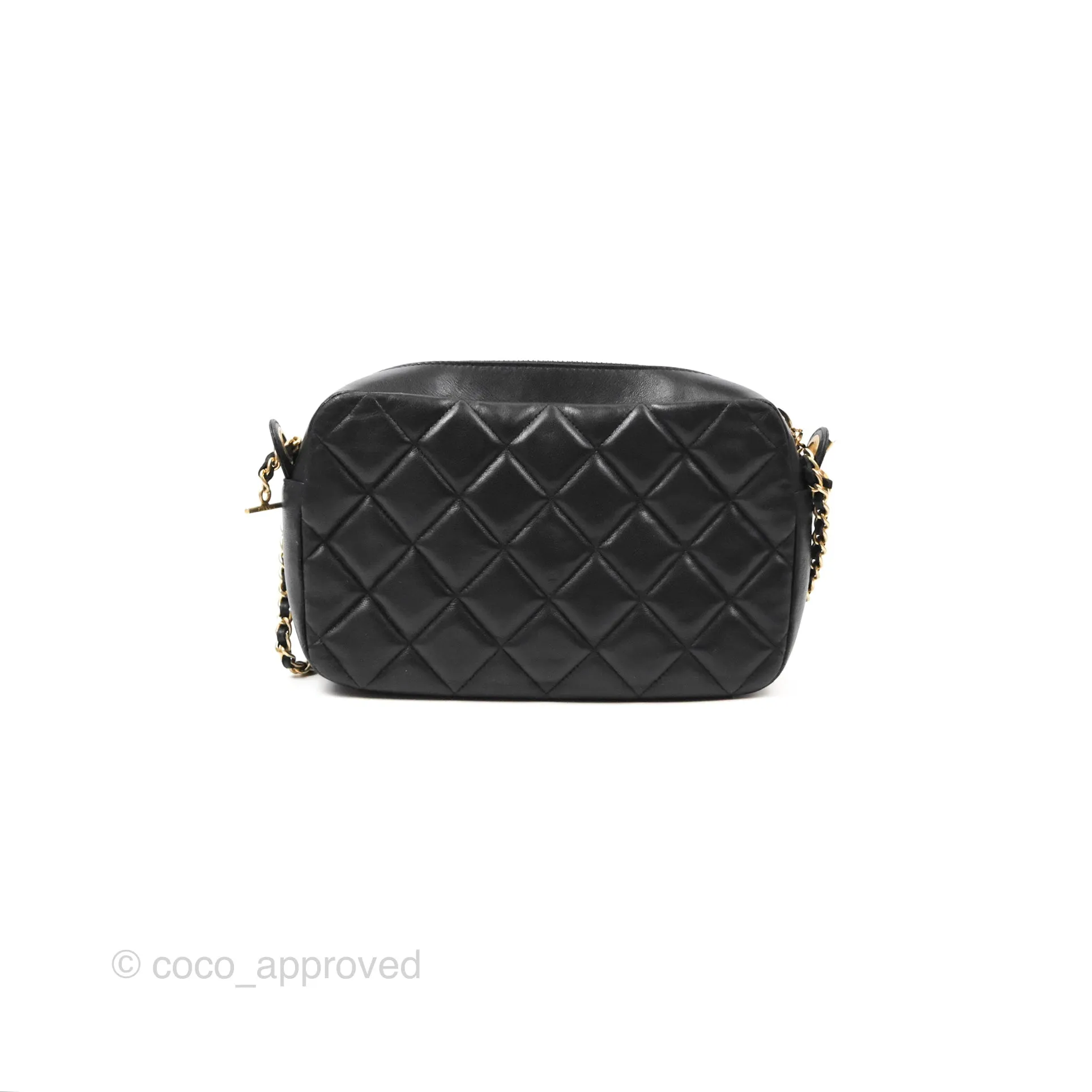 Chanel Small CC Camera Bag Quilted Black Lambskin Gold Hardware