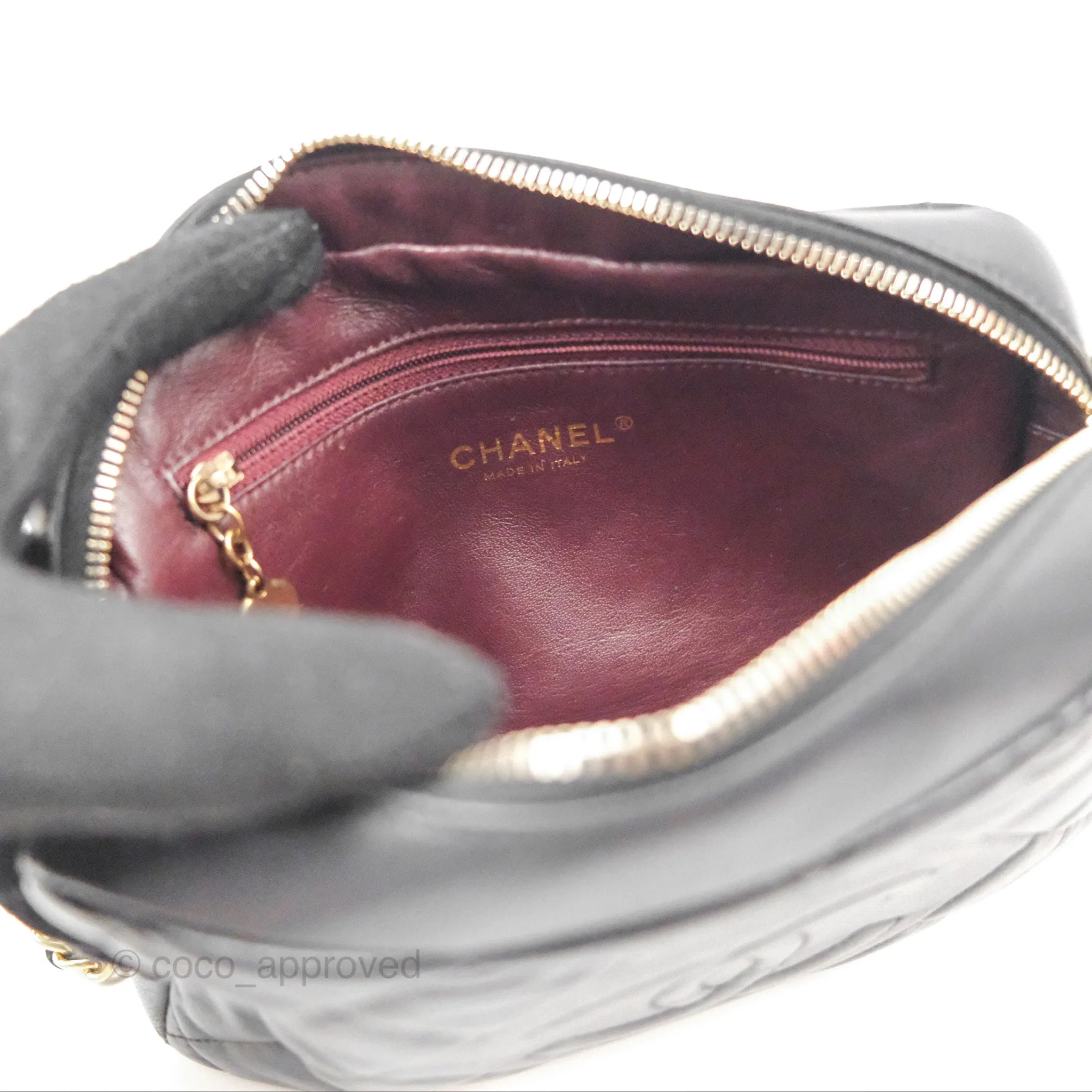 Chanel Small CC Camera Bag Quilted Black Lambskin Gold Hardware
