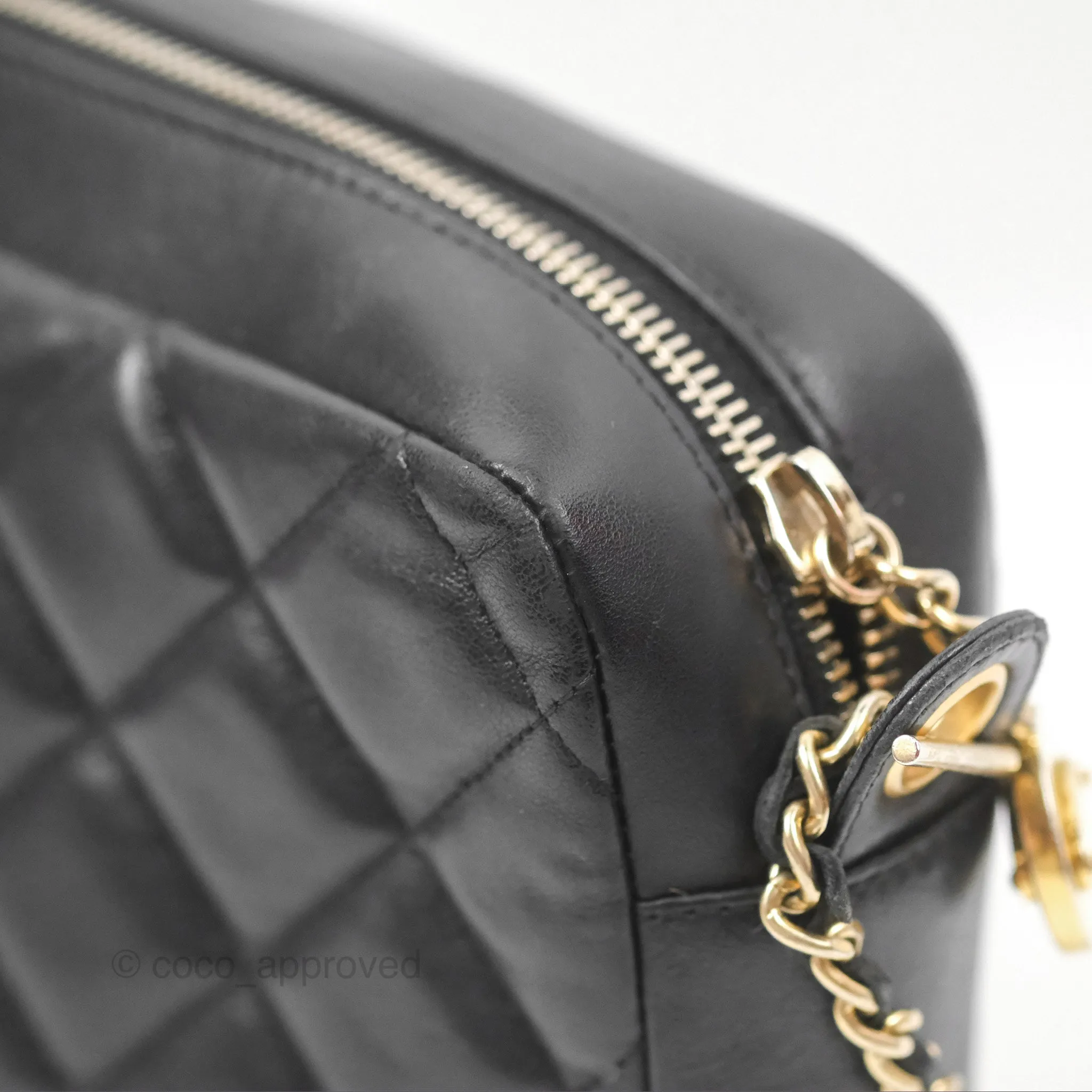 Chanel Small CC Camera Bag Quilted Black Lambskin Gold Hardware