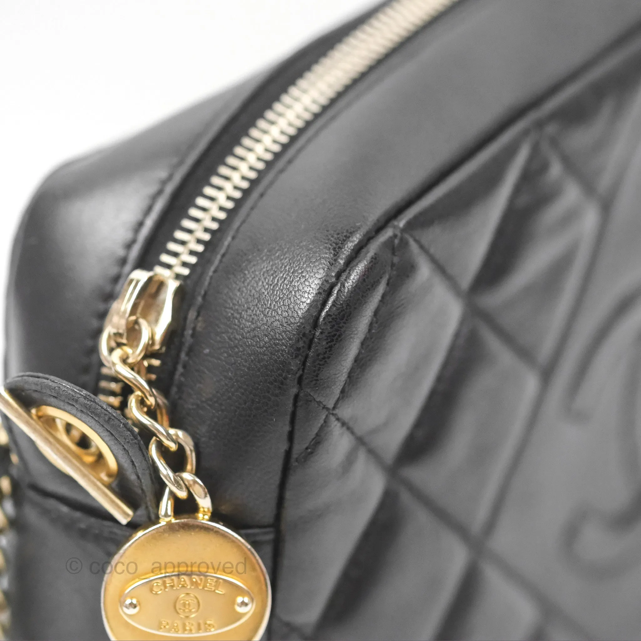 Chanel Small CC Camera Bag Quilted Black Lambskin Gold Hardware