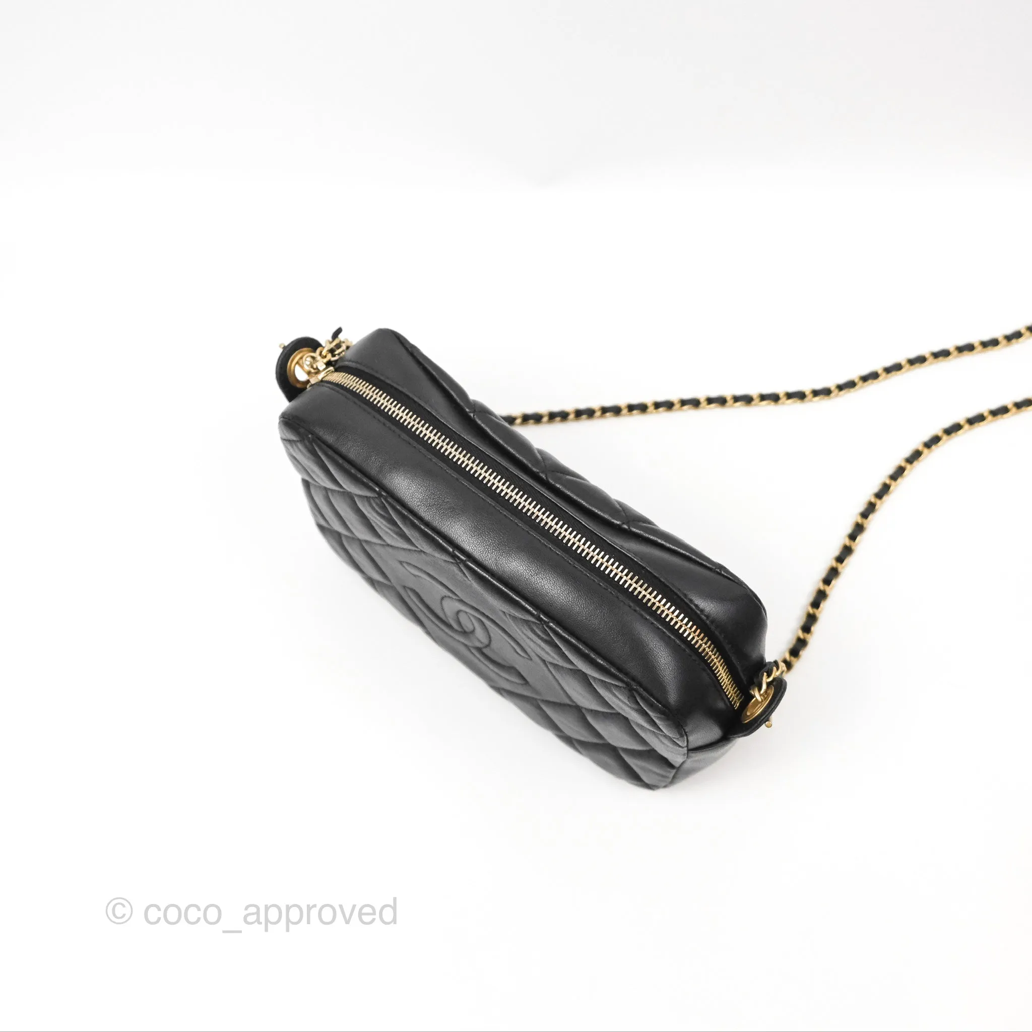 Chanel Small CC Camera Bag Quilted Black Lambskin Gold Hardware