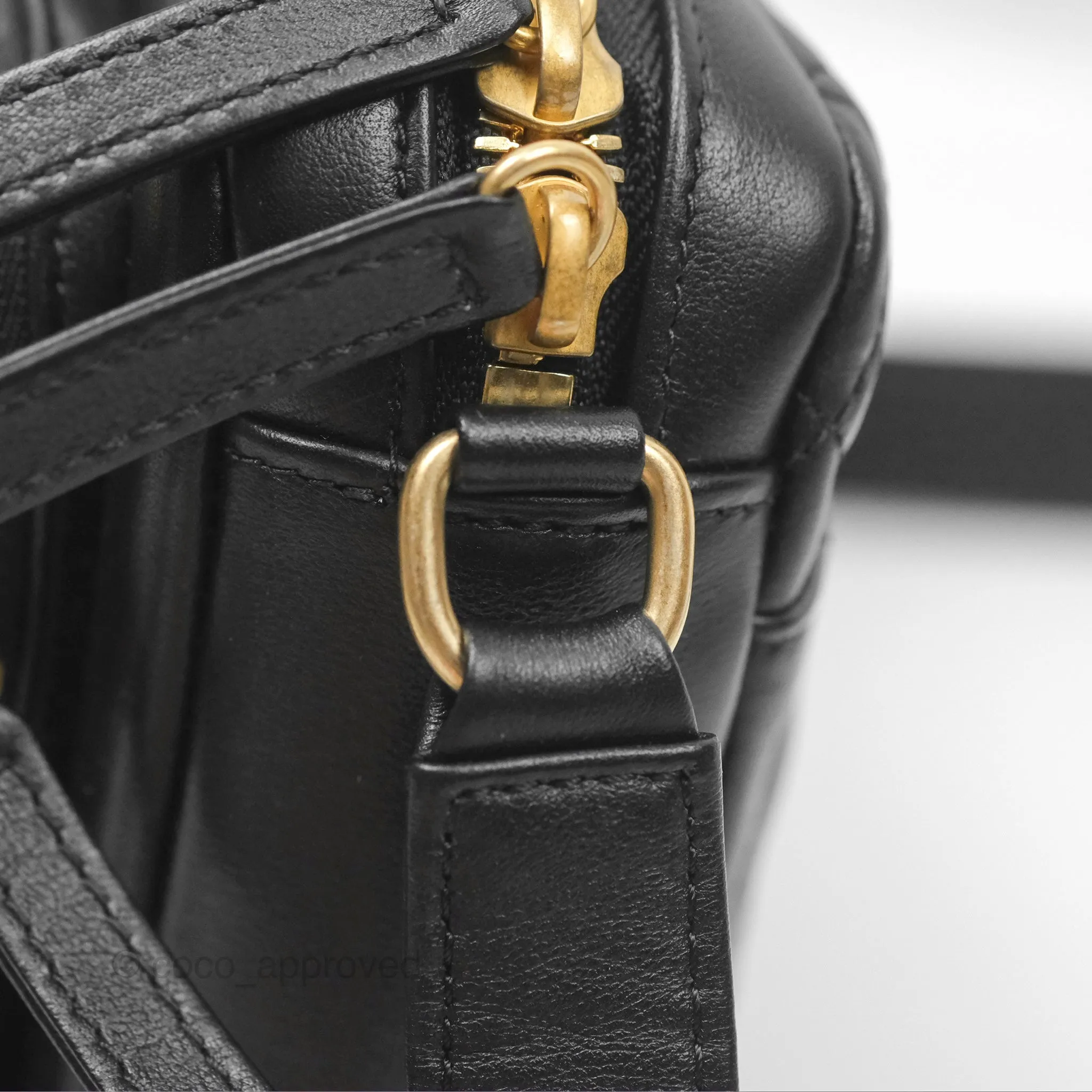 Chanel Small Logo Camera Case Quilted Black Calfskin
