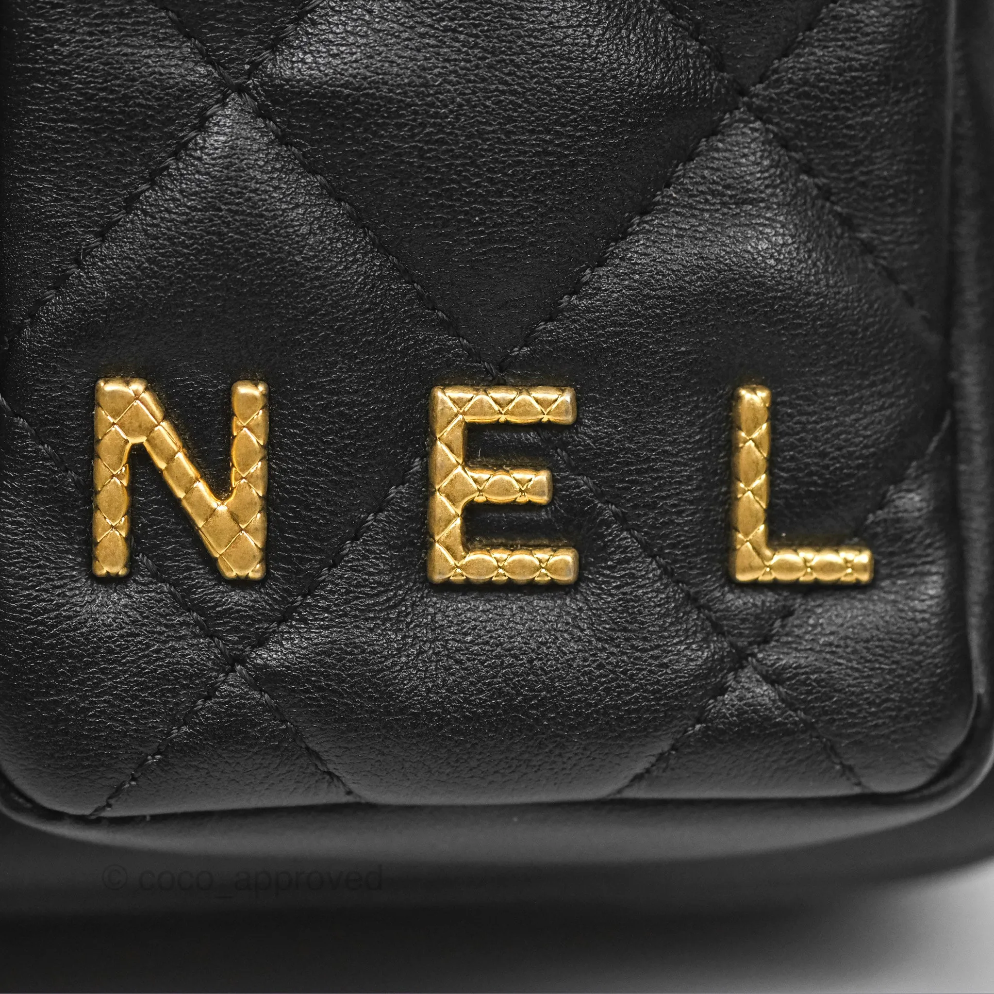 Chanel Small Logo Camera Case Quilted Black Calfskin