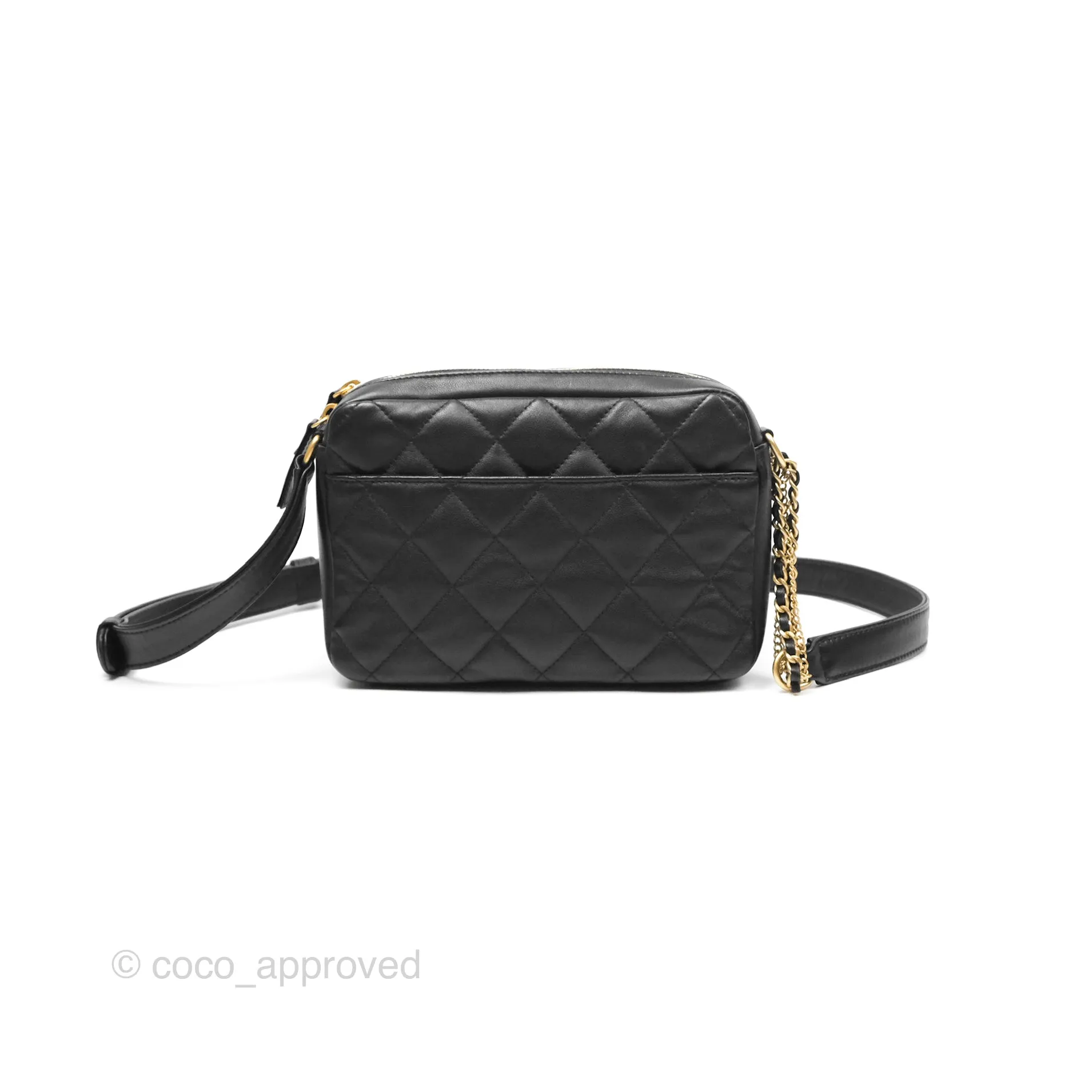 Chanel Small Logo Camera Case Quilted Black Calfskin
