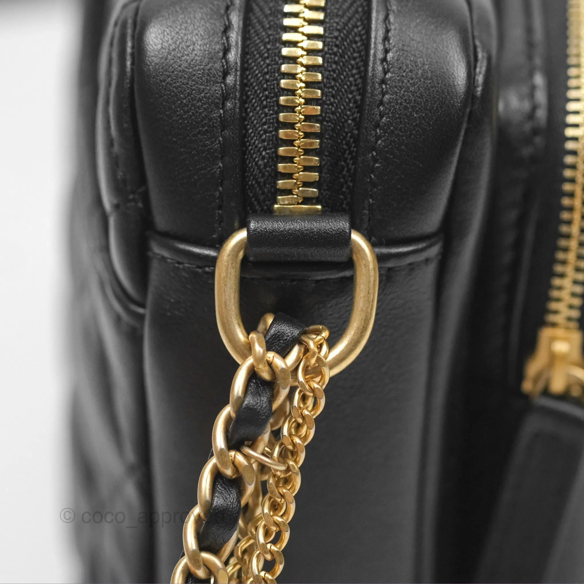 Chanel Small Logo Camera Case Quilted Black Calfskin