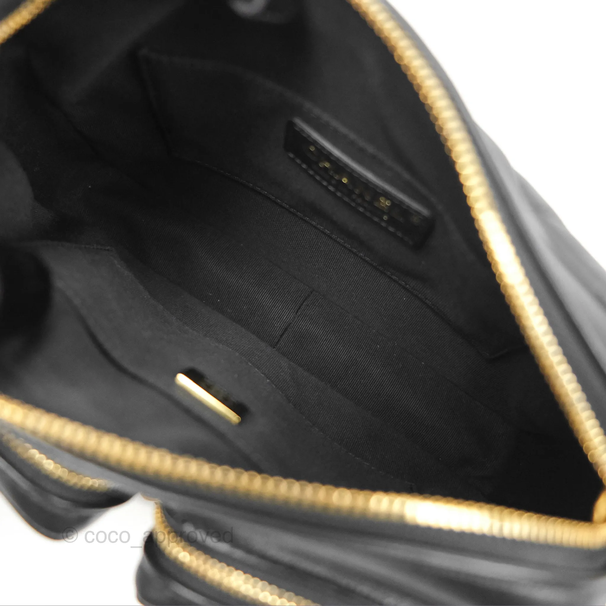Chanel Small Logo Camera Case Quilted Black Calfskin