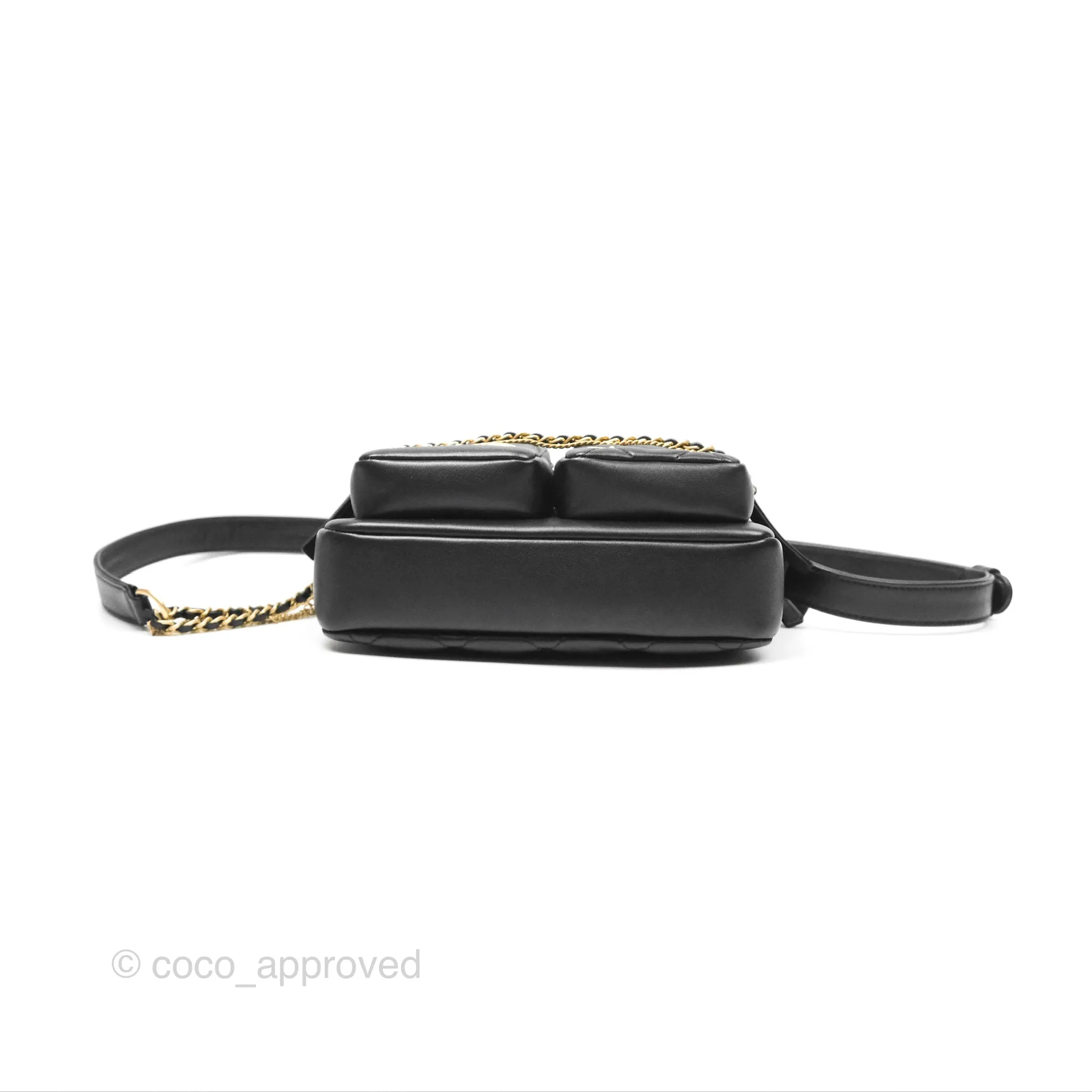 Chanel Small Logo Camera Case Quilted Black Calfskin
