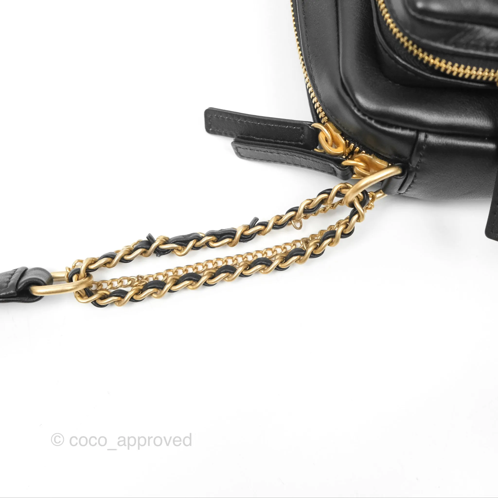 Chanel Small Logo Camera Case Quilted Black Calfskin