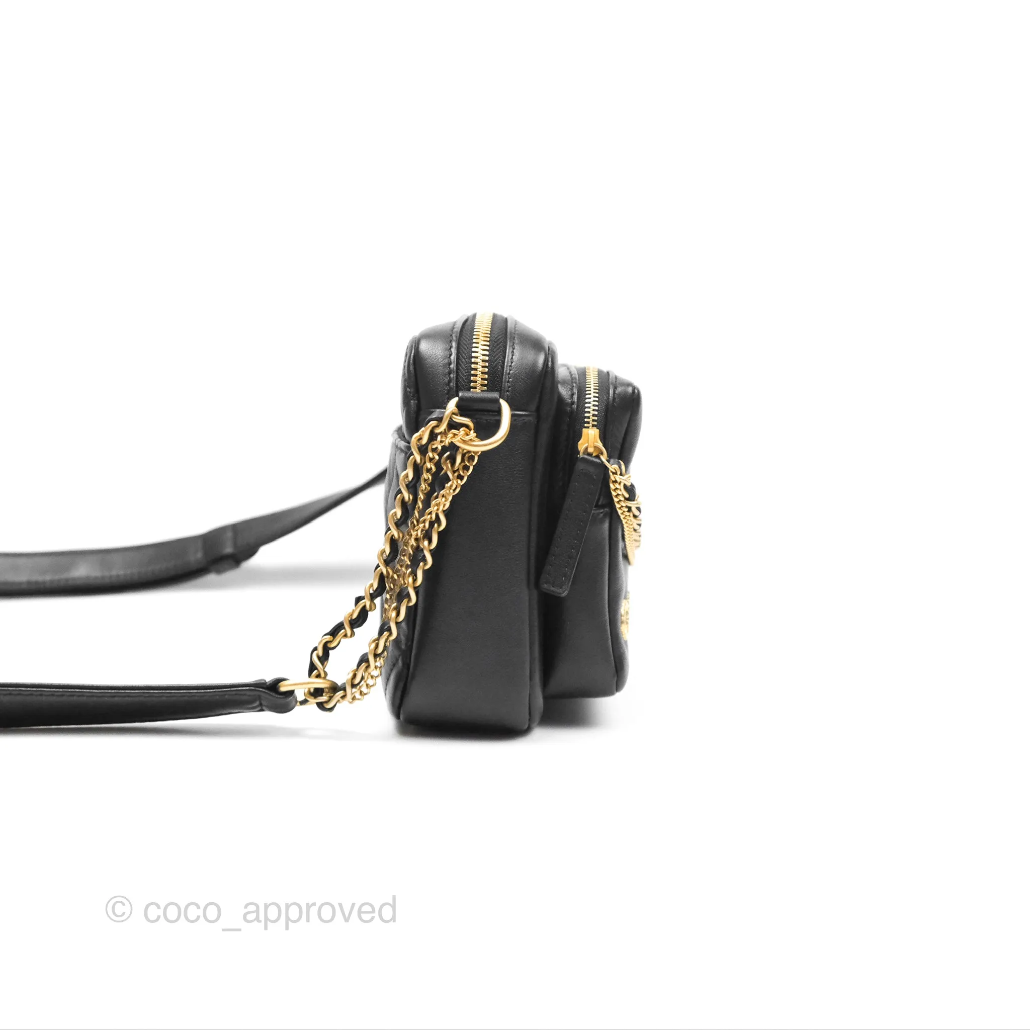 Chanel Small Logo Camera Case Quilted Black Calfskin