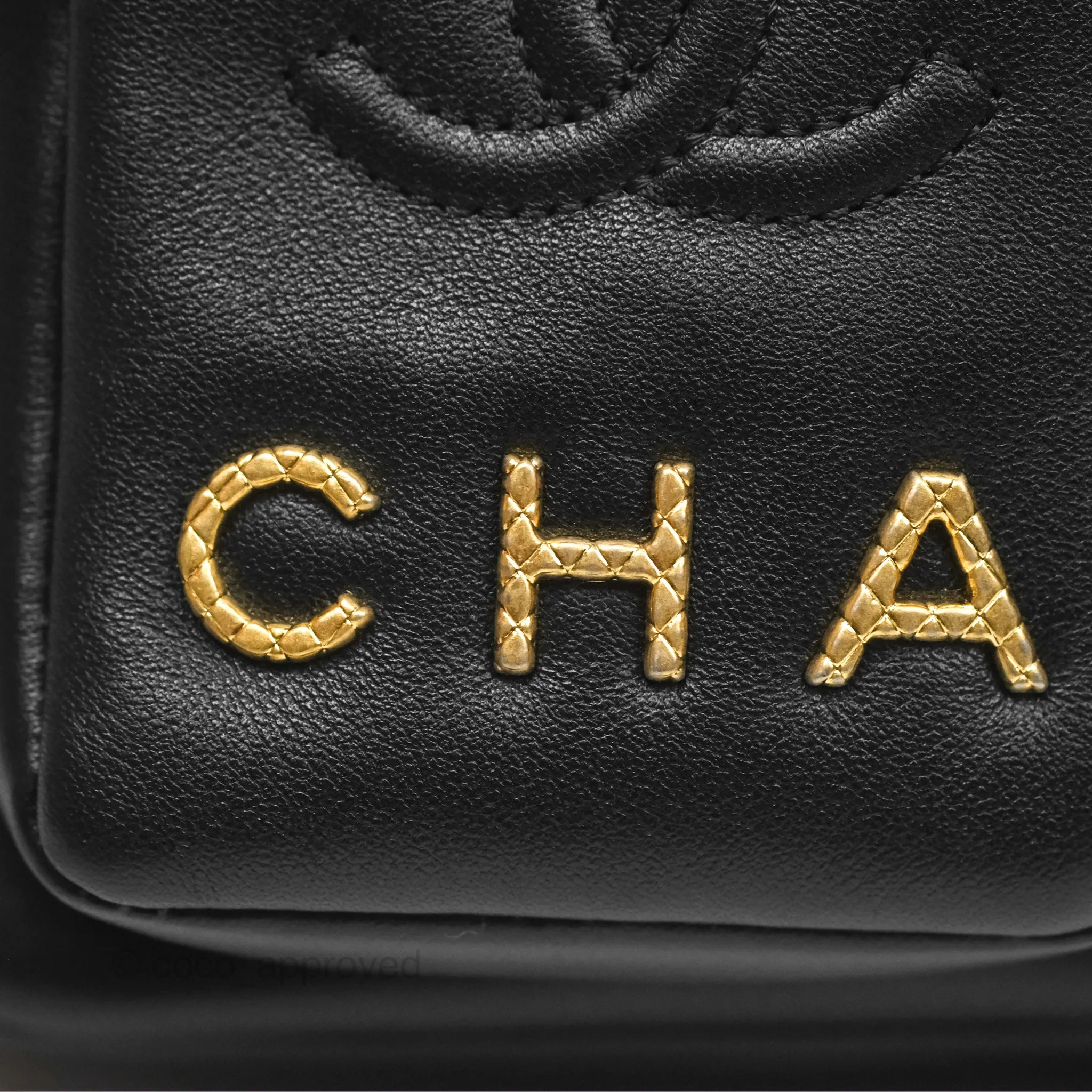 Chanel Small Logo Camera Case Quilted Black Calfskin