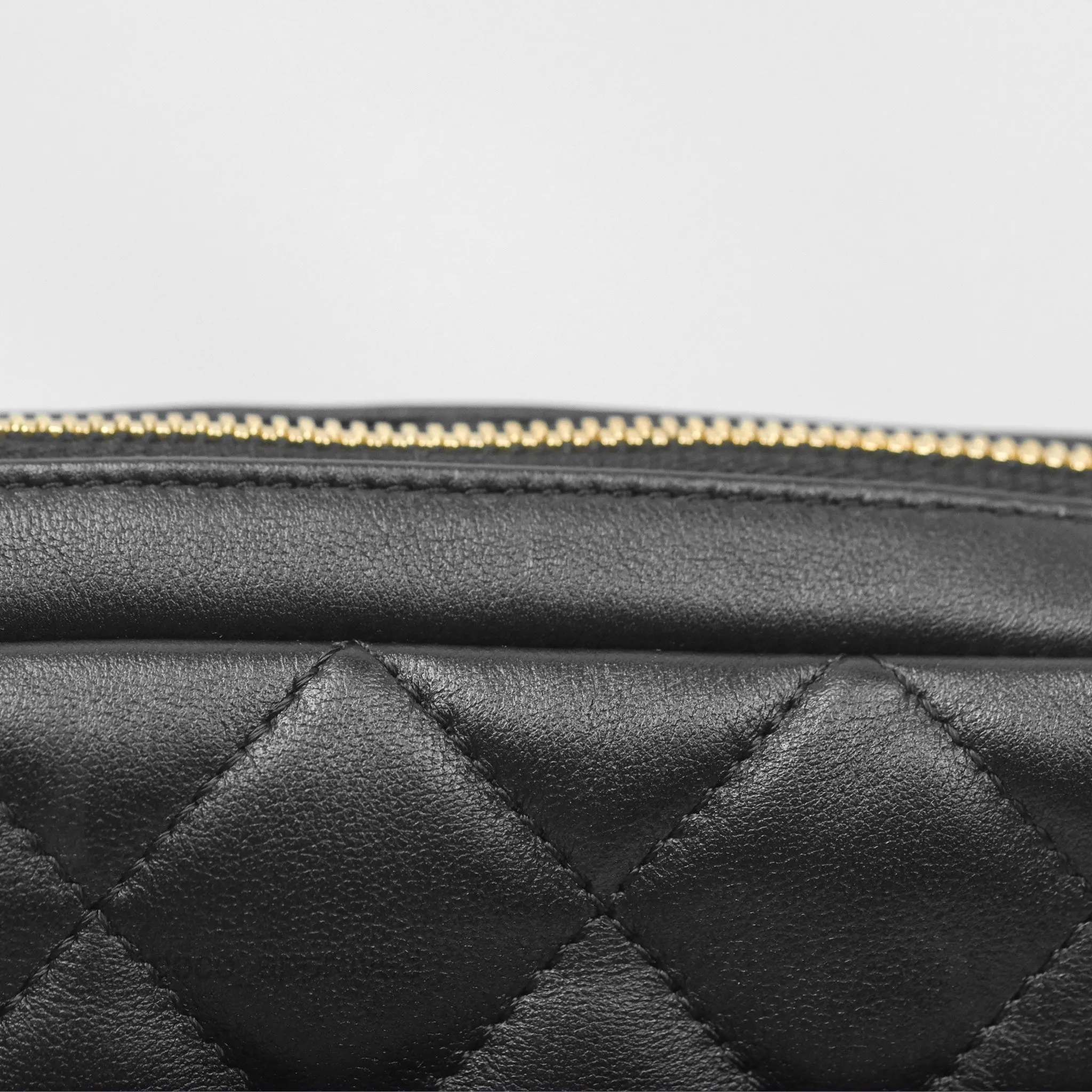Chanel Small Logo Camera Case Quilted Black Calfskin