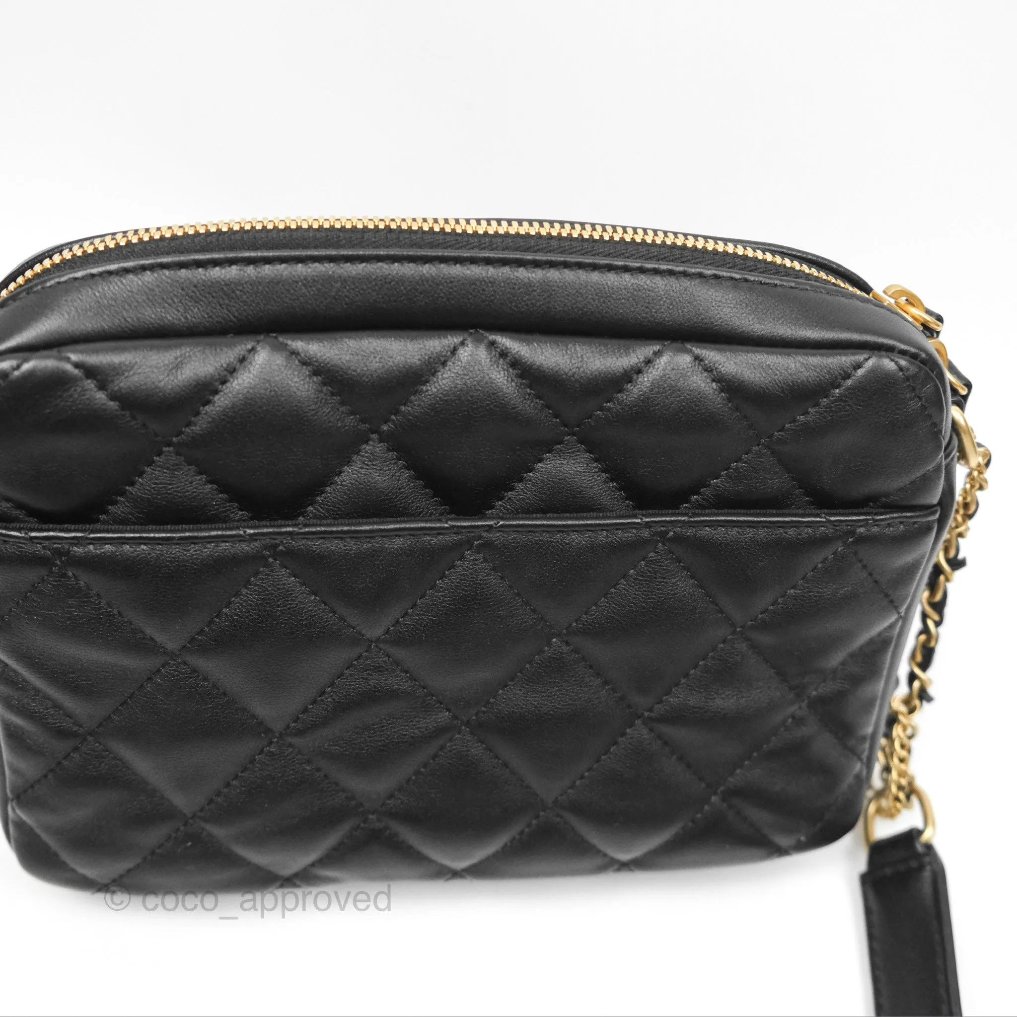 Chanel Small Logo Camera Case Quilted Black Calfskin