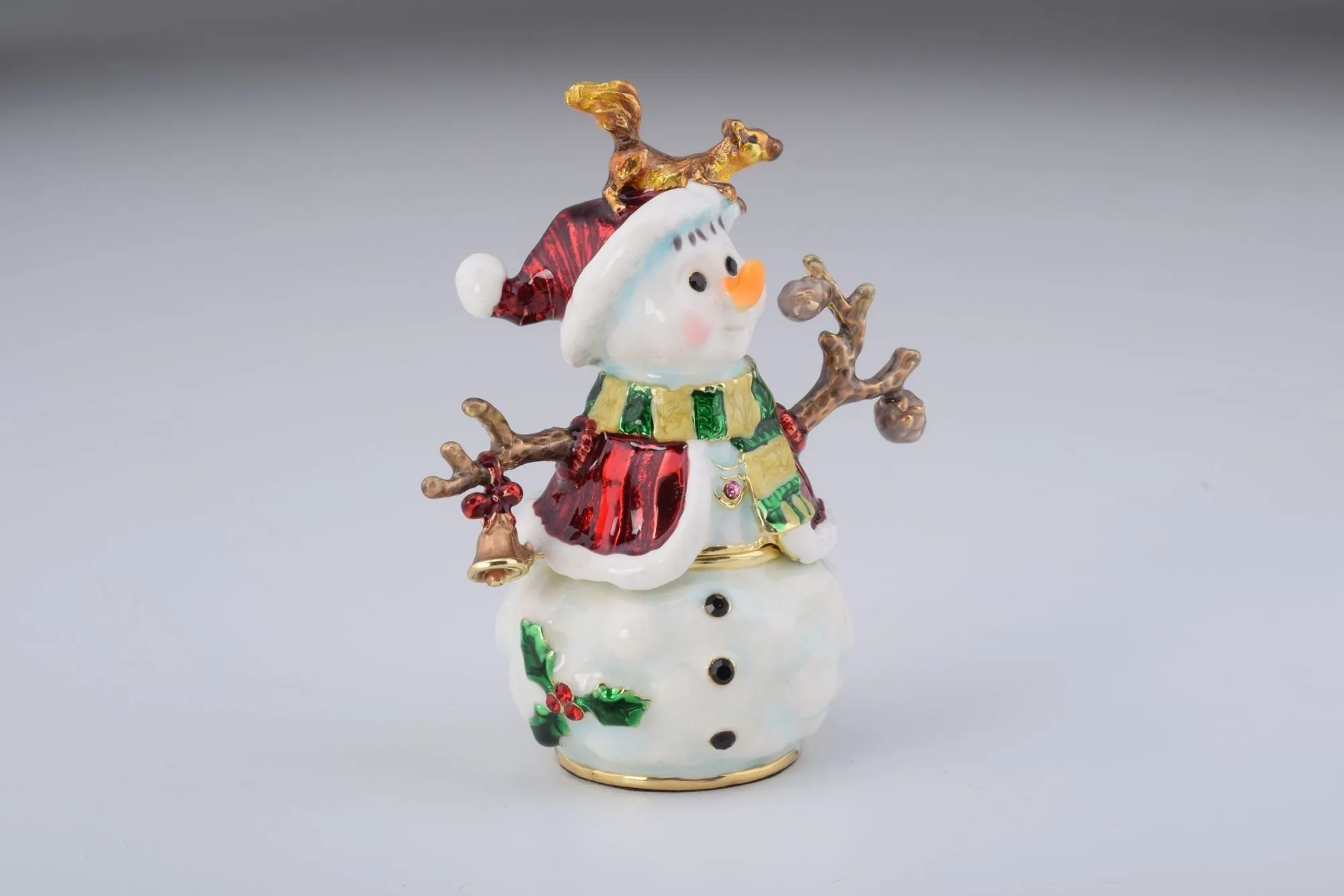 Christmas Snowman with a Squirrel on His Head