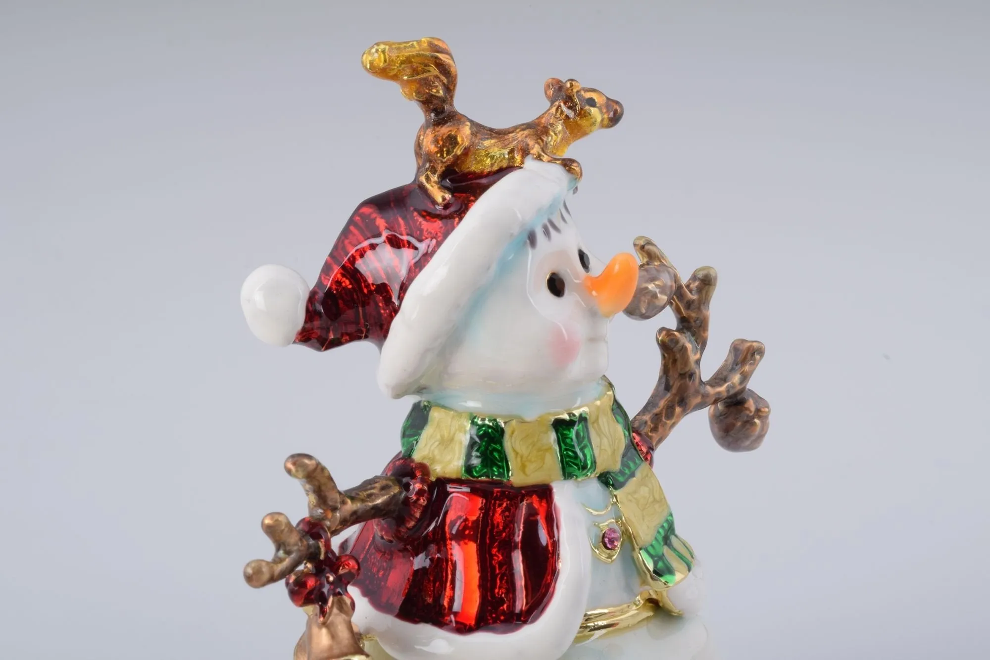 Christmas Snowman with a Squirrel on His Head